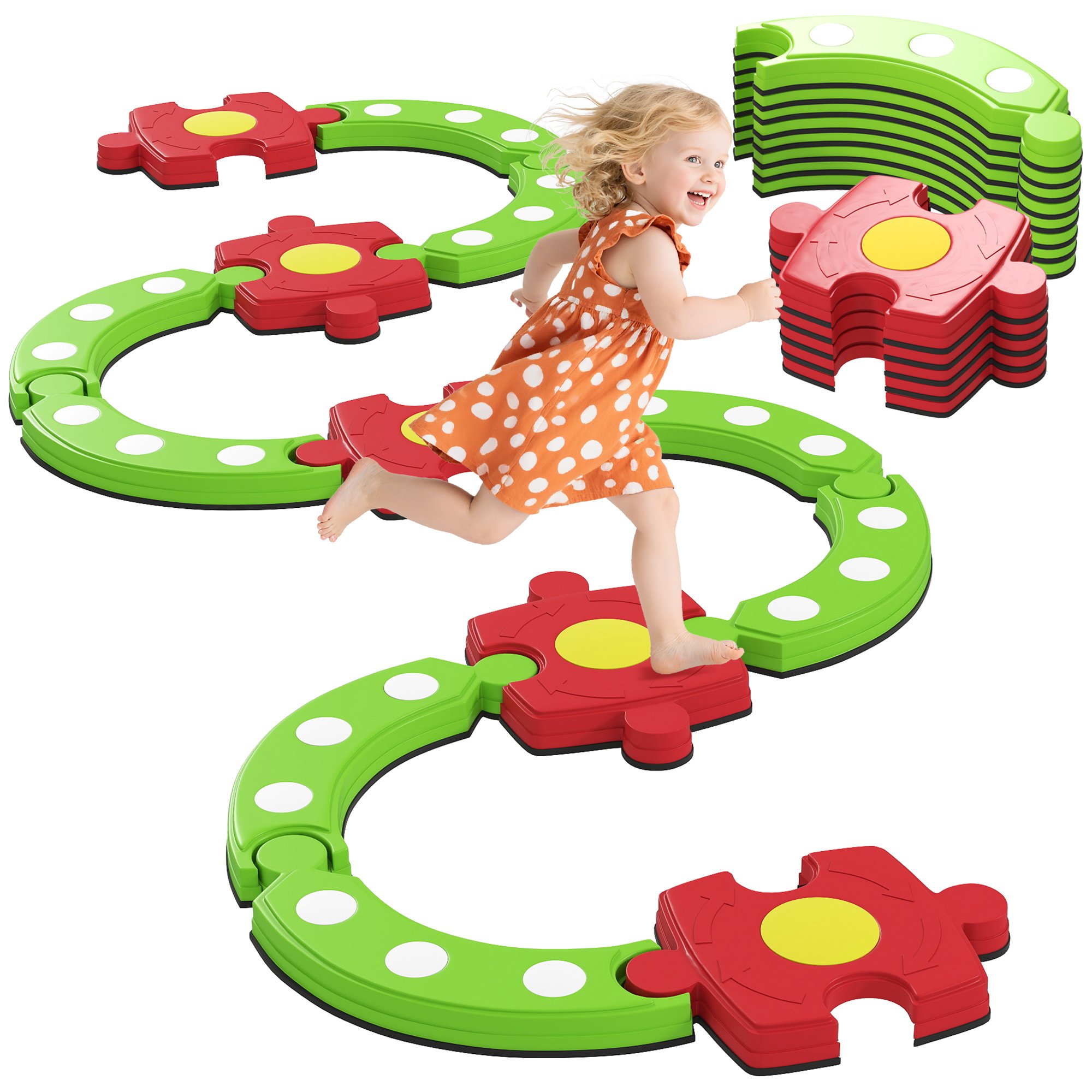 AIYAPLAY 13 Piece Kids NonSlip Textured Outdoor Indoor Stepping Stones - Green