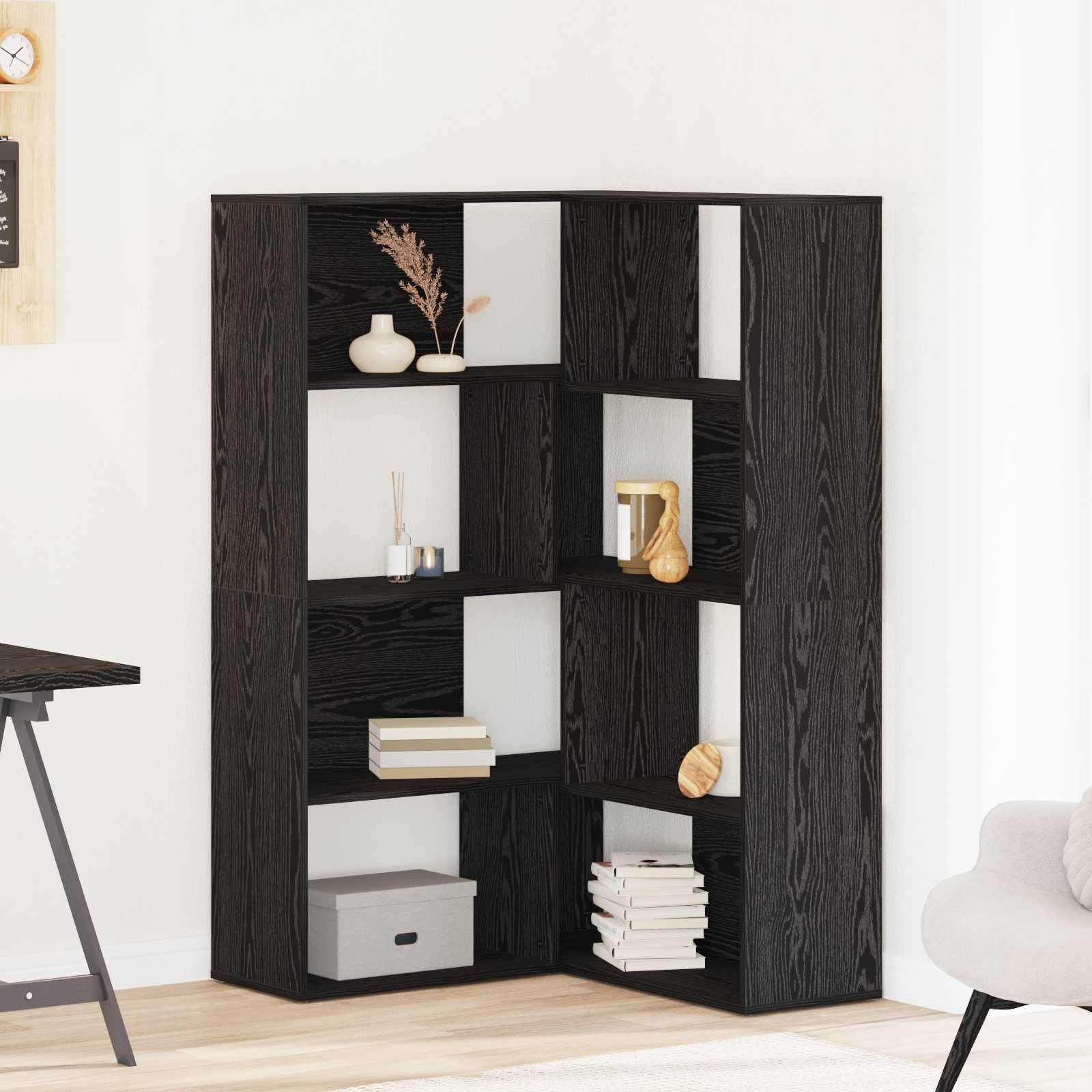 Walplus 6 Tier Engineered Wood Bookcase - Dark Oak - 85 x 85 x 140 cm