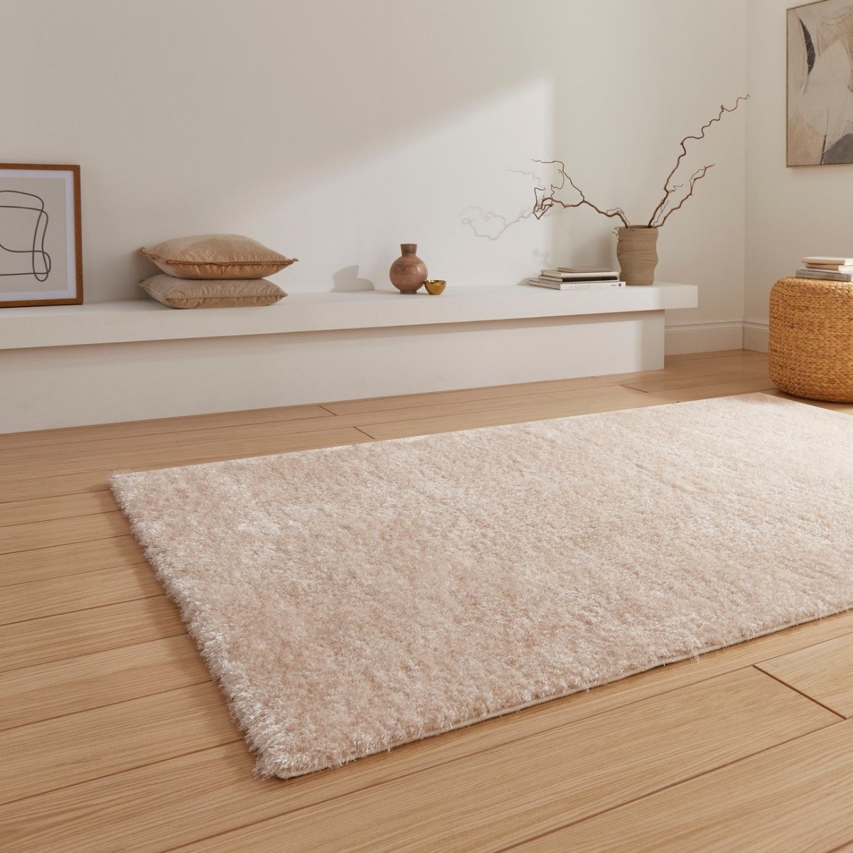 Mega Flooring White Shaggy Plain Rug - 120 x 170cm