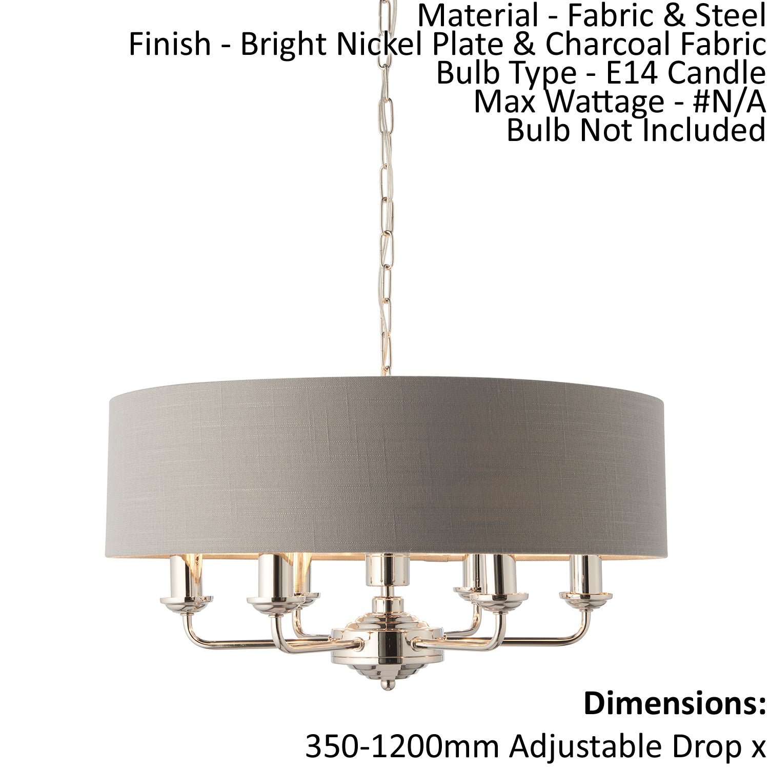 Loops Direct 6-Light Ceiling Pendant Light - Bright Nickel & Charcoal