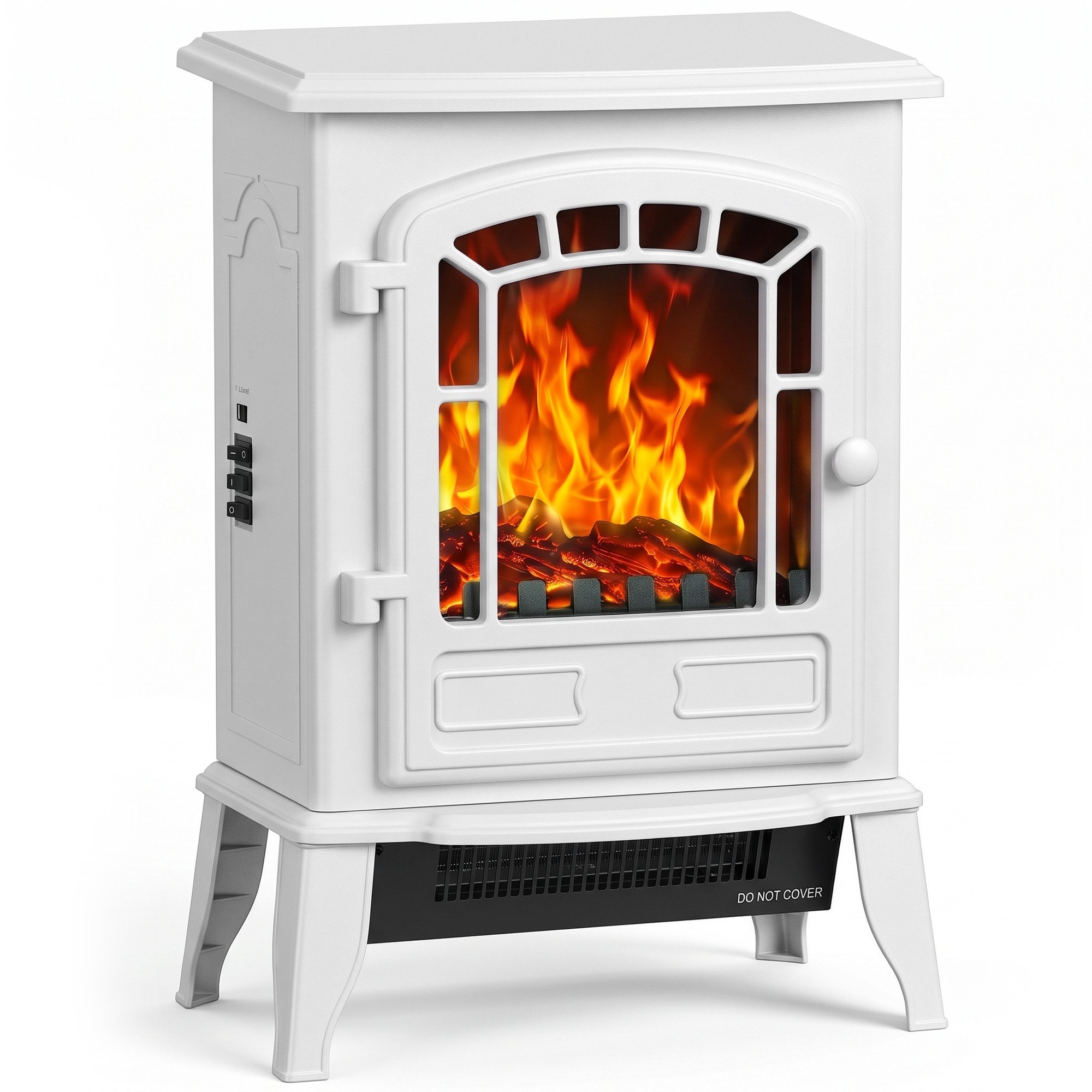 HOMCOM Freestanding Electric Fireplace Stove with LED Flame Effect - White
