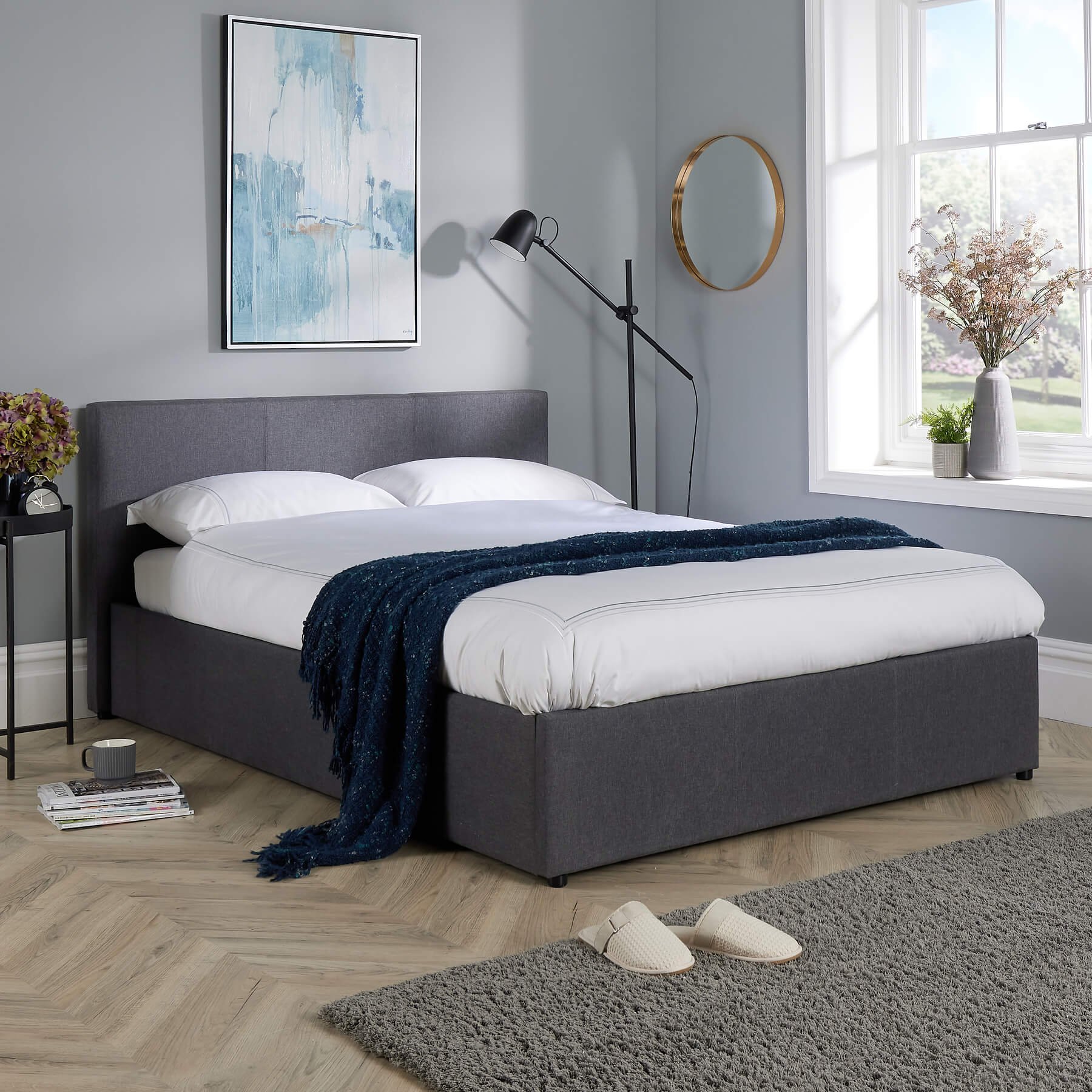 Home Source Endura End Lift Ottoman Storage Bed - King - Grey