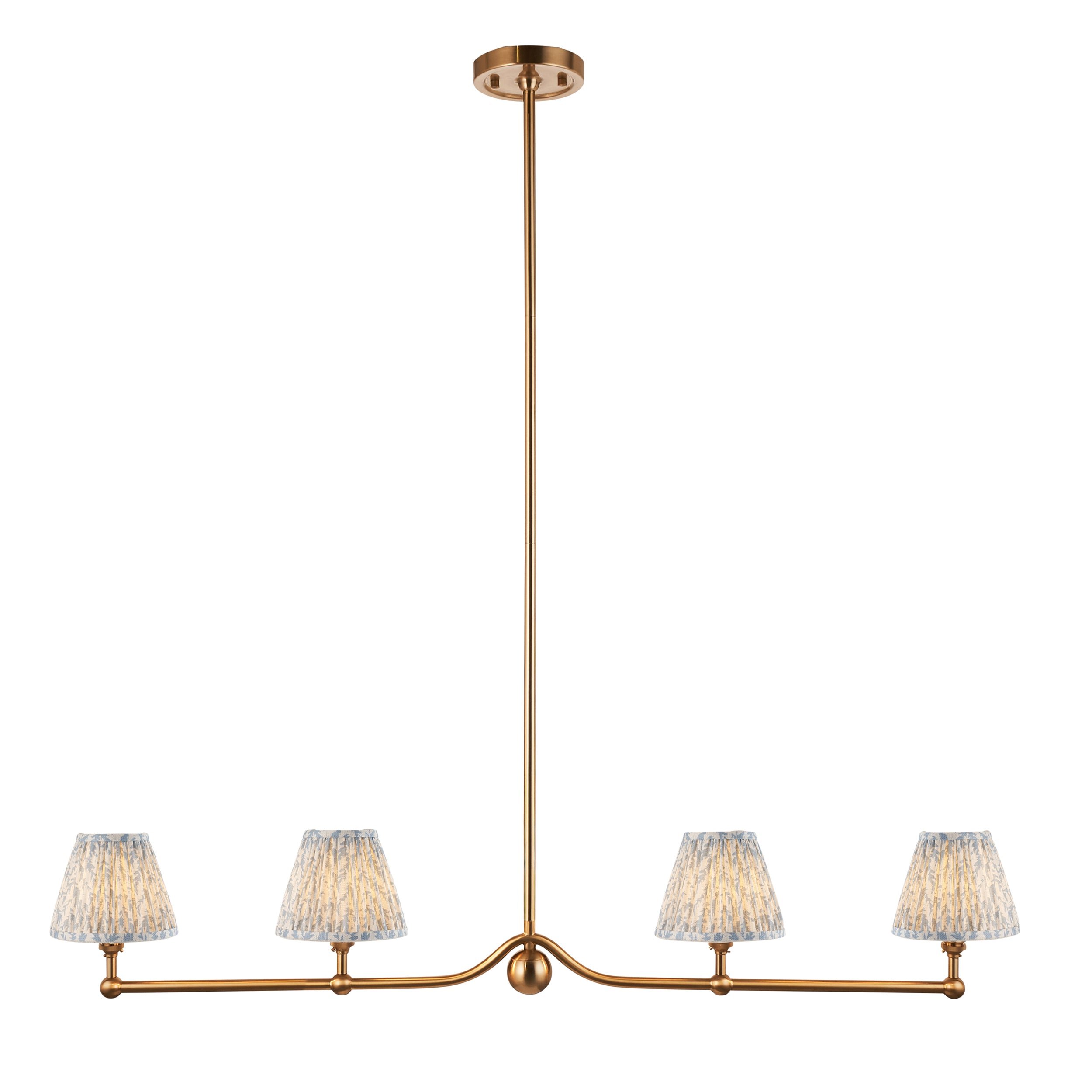 Loops Direct 12.7cm Diameter Brushed Aged Brass Pendant Light - Shell Bay Blue