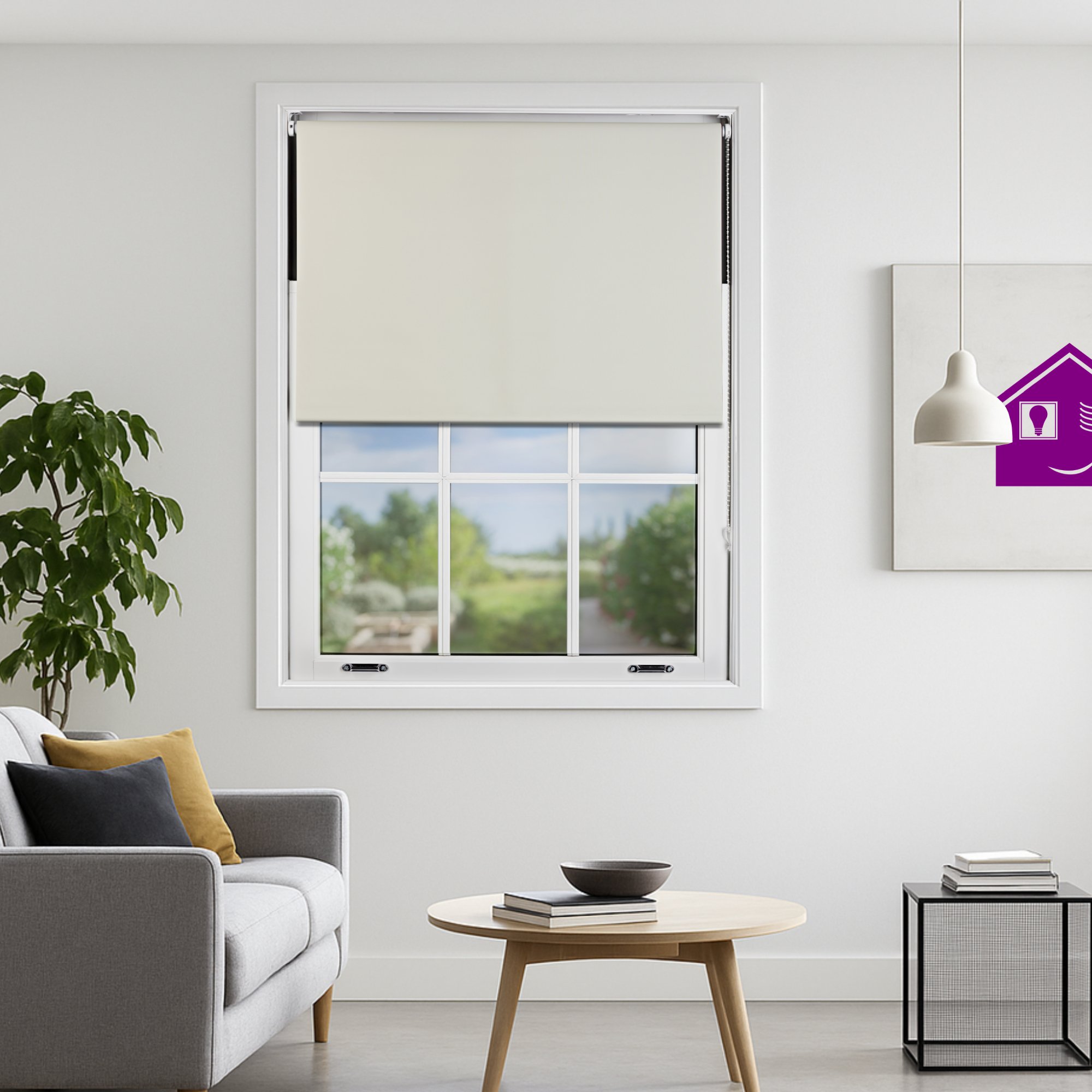 Furnished Cream Blackout Roller Blind - 50 x 165cm