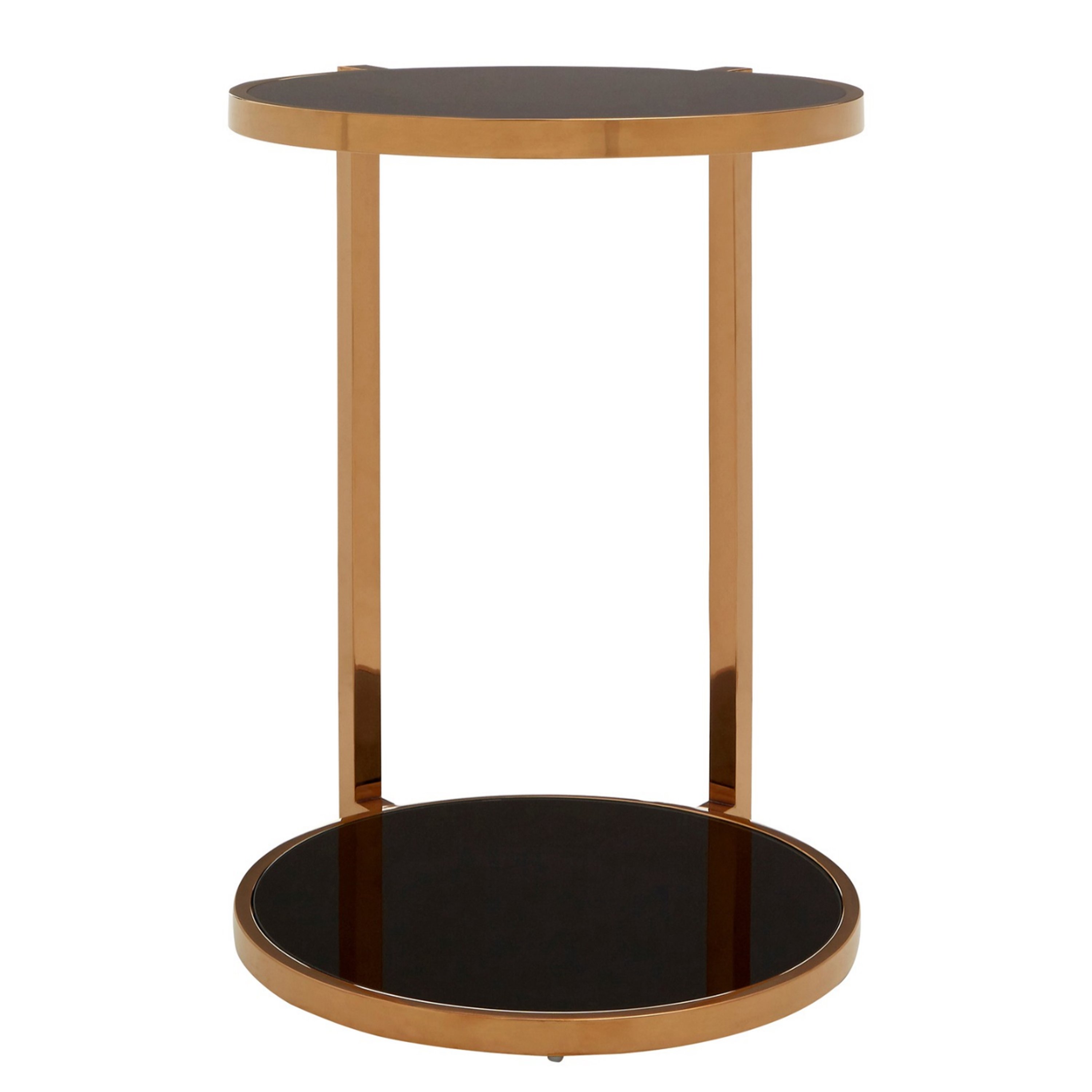 Orsina Novo Glass 2 Tier Side Table – Black and Rose Gold