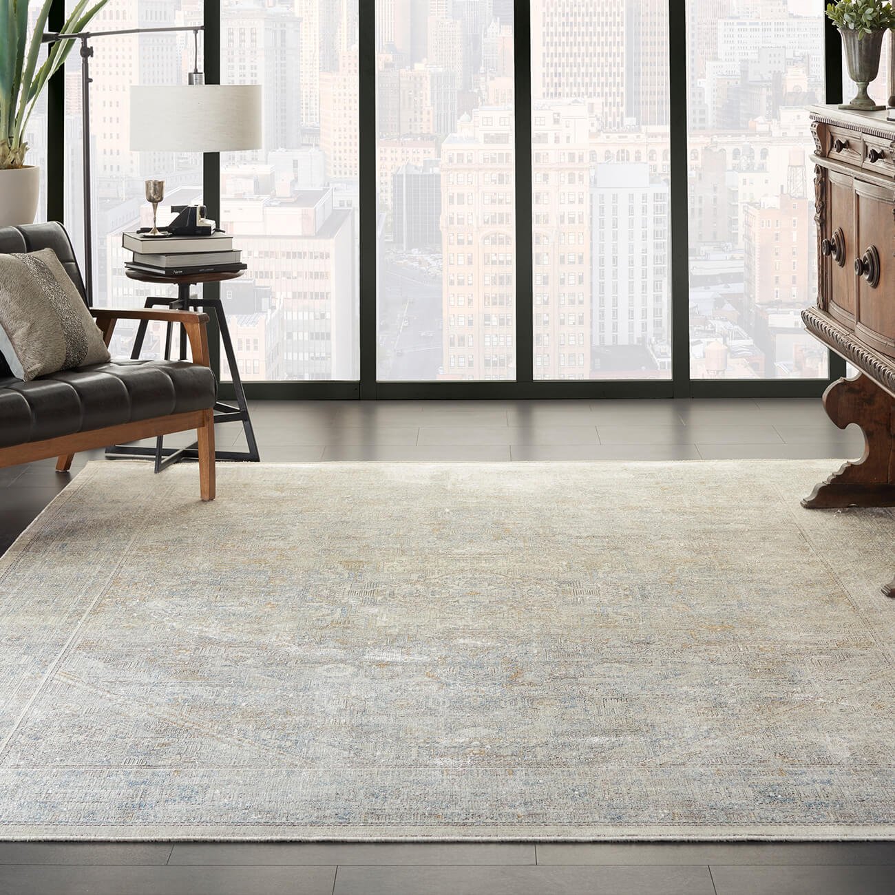 Mega Flooring Grey Traditional Bordered Rug - 244 x 305cm