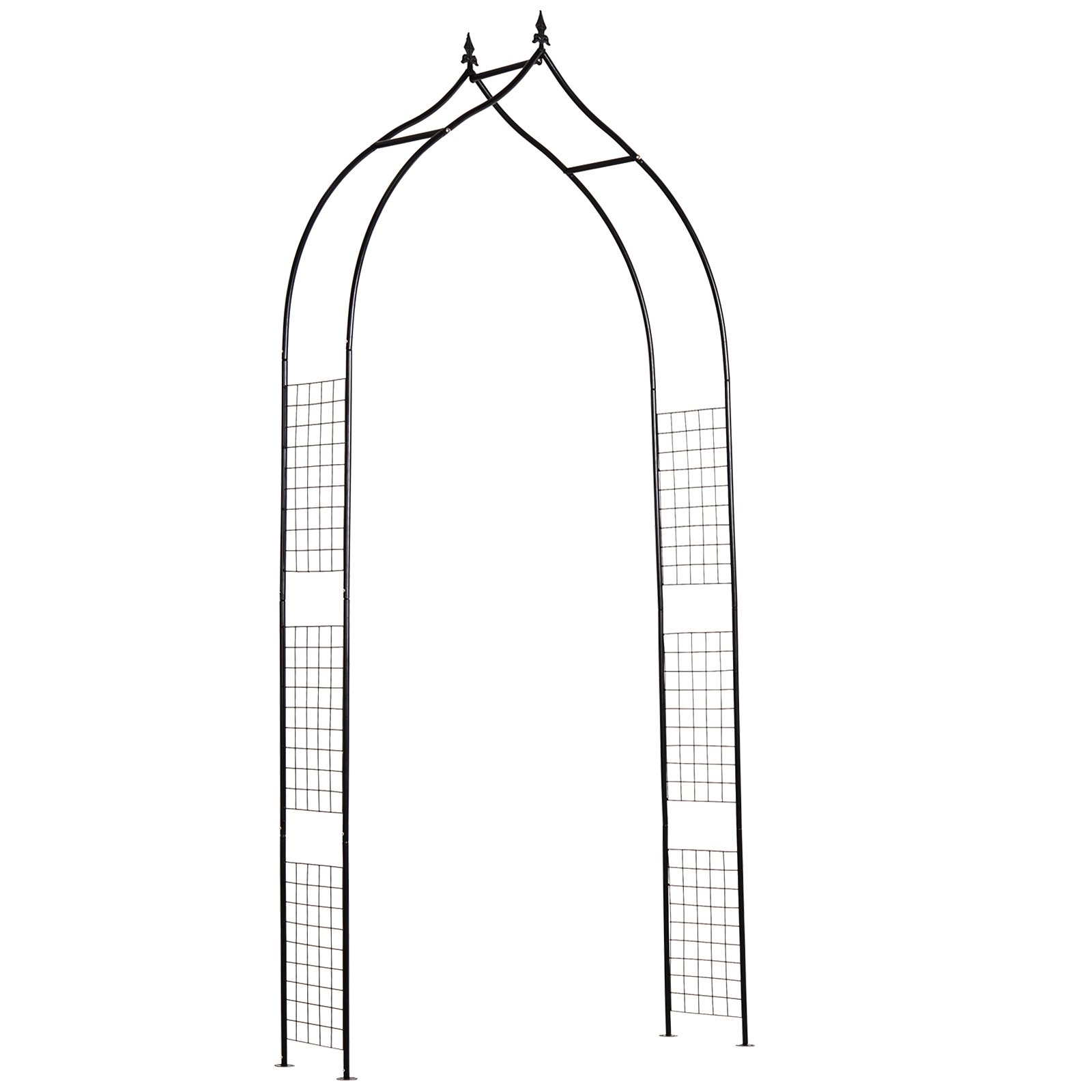 Outsunny Steel Arbor & Trellis Arch Garden Patio Vintage Style - Black