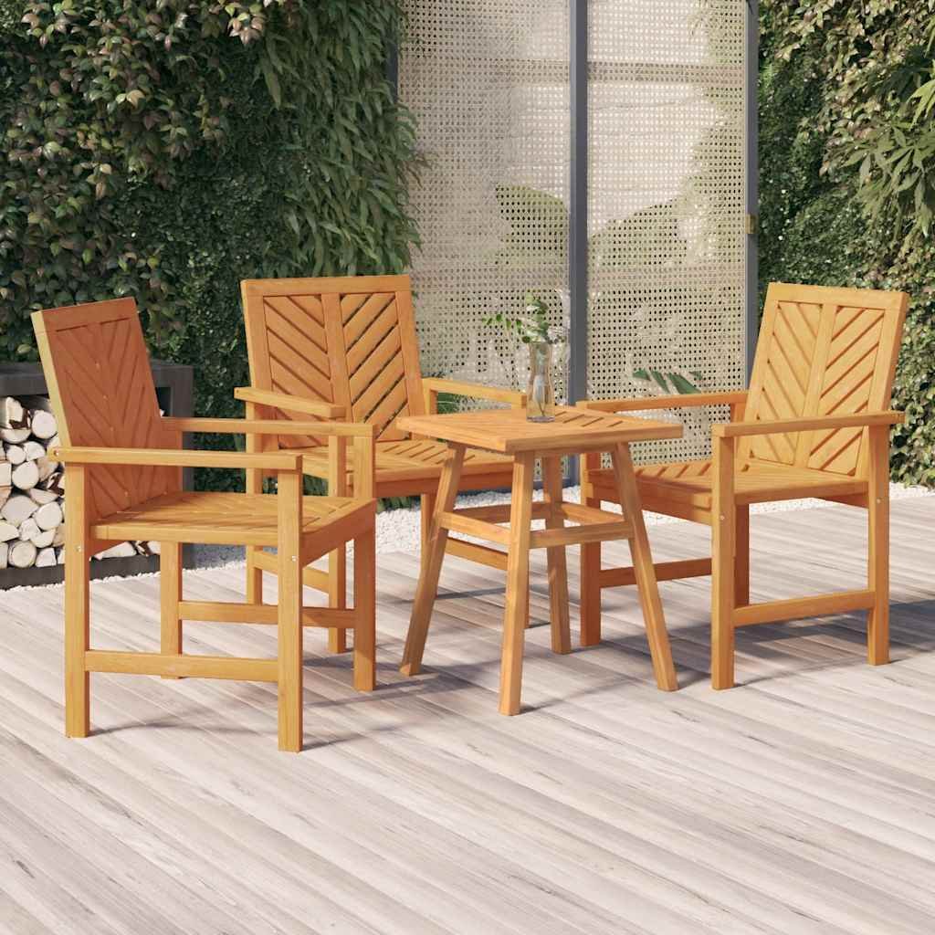 Walplus 3 Piece Wood Garden Dining Chairs - Brown - 62 x 59 x 88 cm