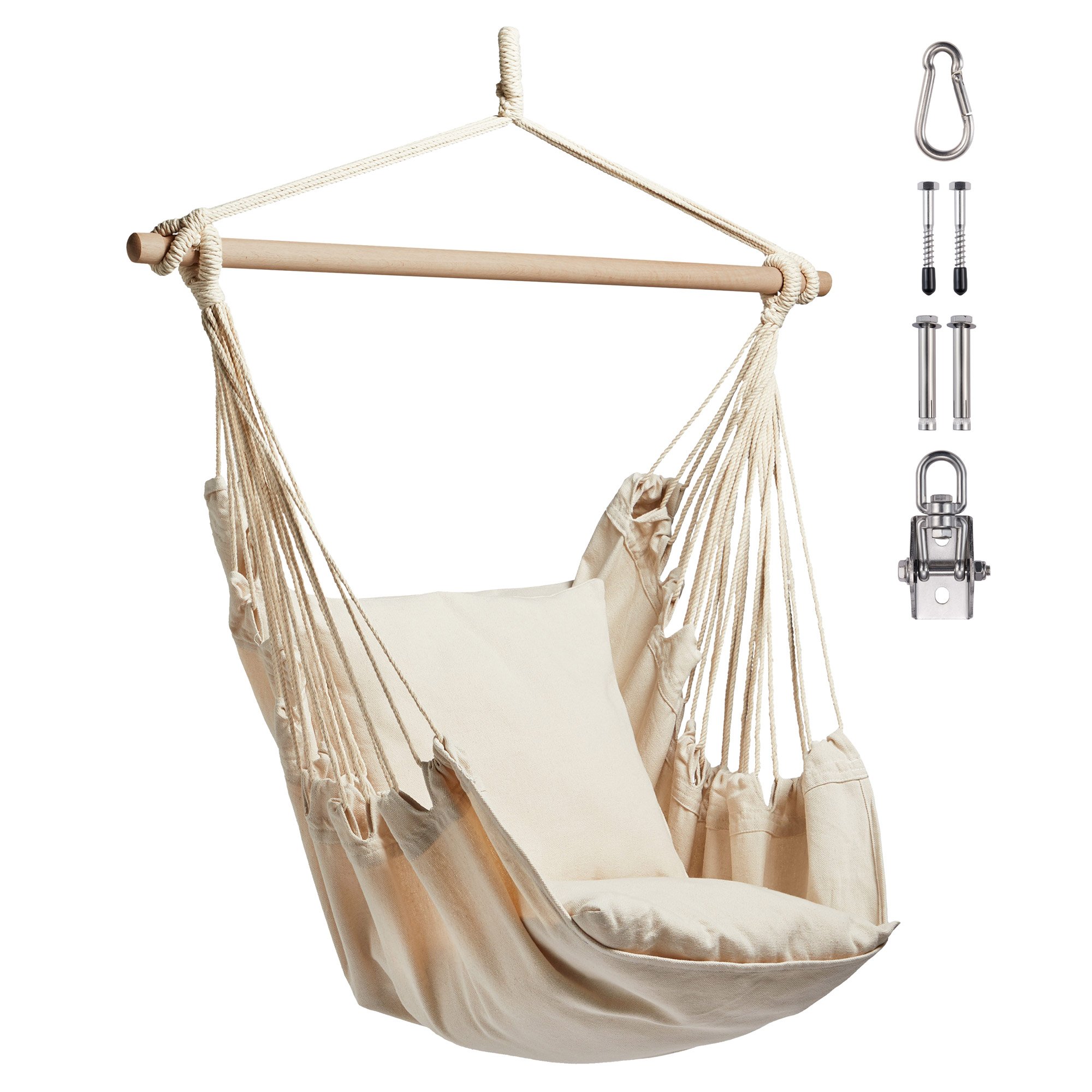 Vonhaus Seville Outdoor Hanging Chair with Attachments - Cream