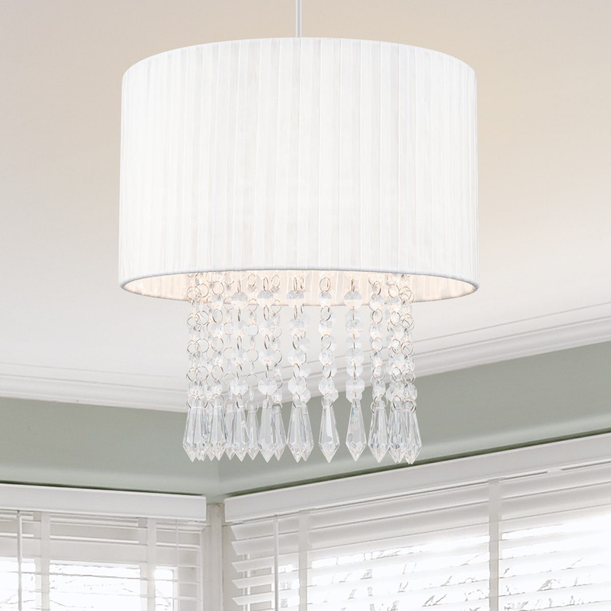 Cosylyte Winni Beaded Voile Easyfit Modern Lamp Shade - Cream White
