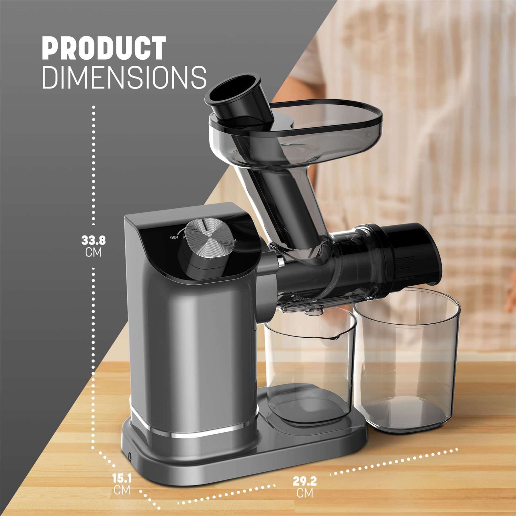 Keplin Cook 7 Stage Cold Press Slow Juicer - Grey