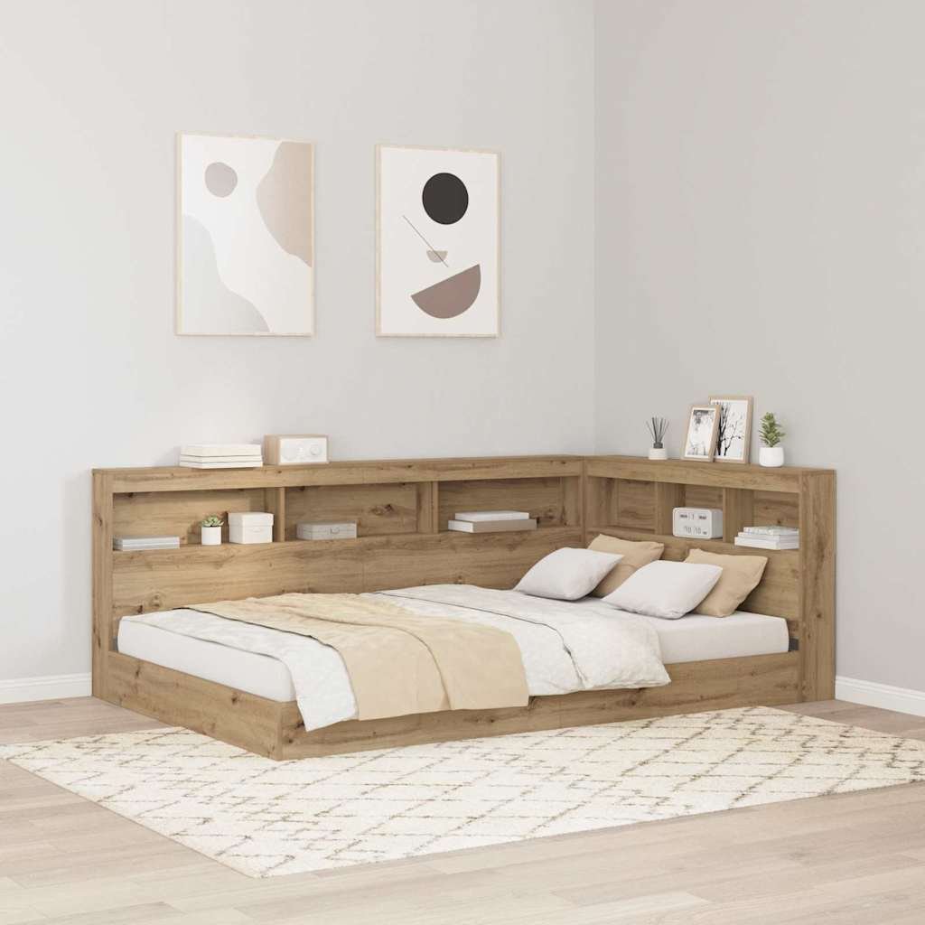 Walplus Wood Storage Headboard - Oak - 207.5 x 137.5 x 76.5 cm