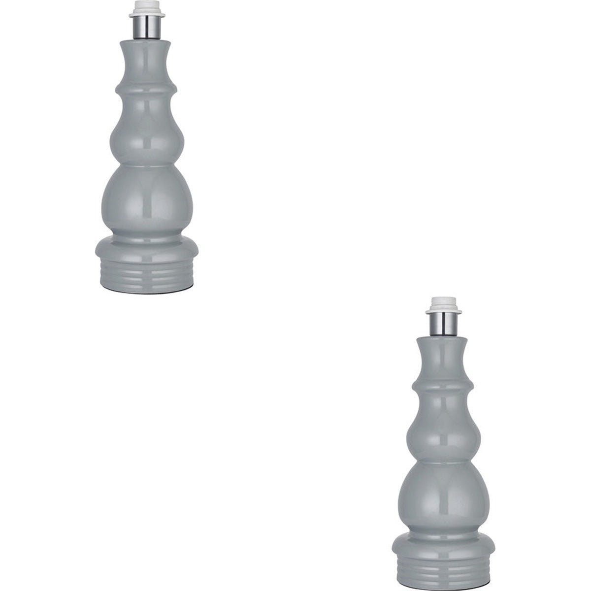Loops Direct Pack of 2 16.5cm Diameter Ceramic Table Lamp - Blue Grey Glaze