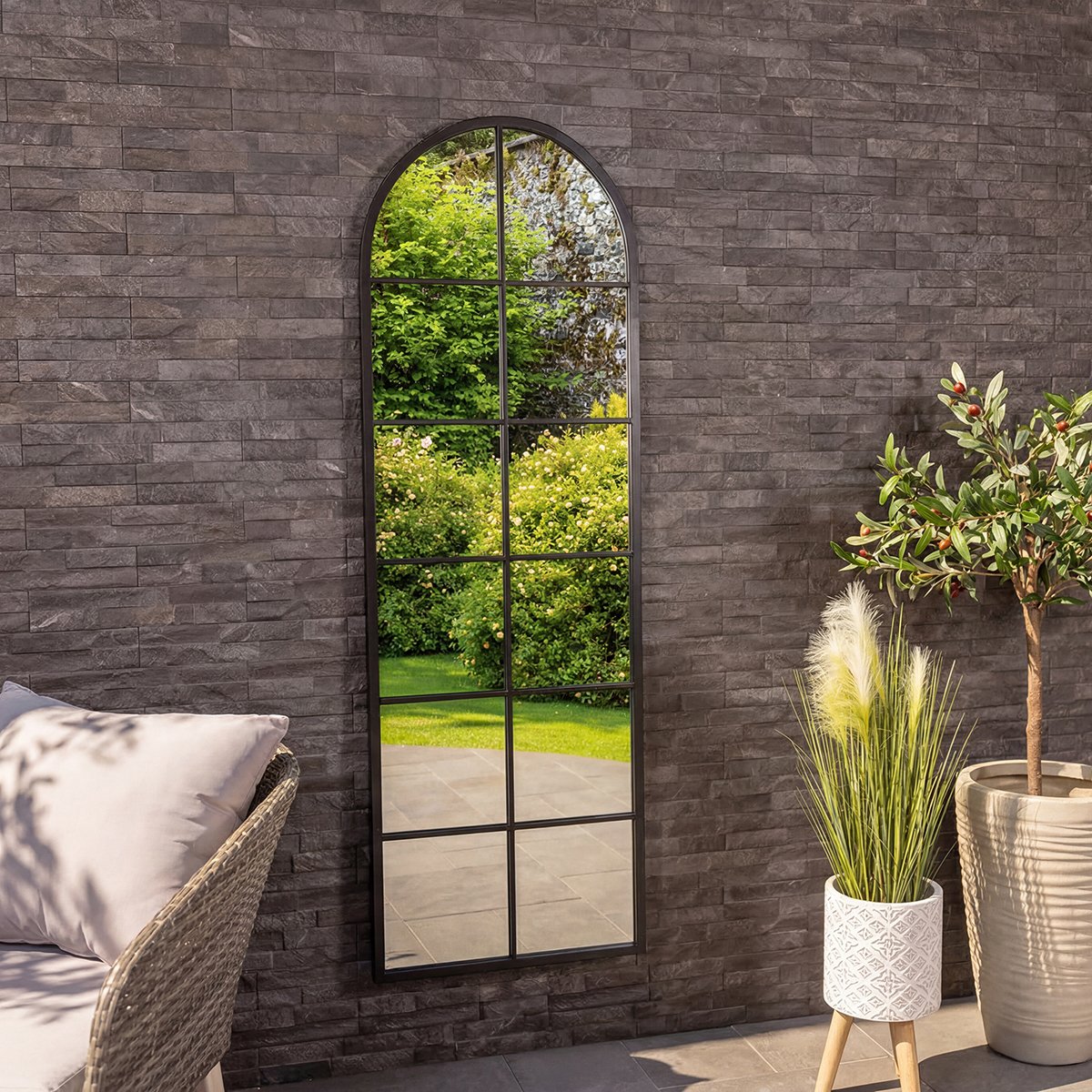 Charles Bentley Bern Arch Weather Resistant Mirror - Black