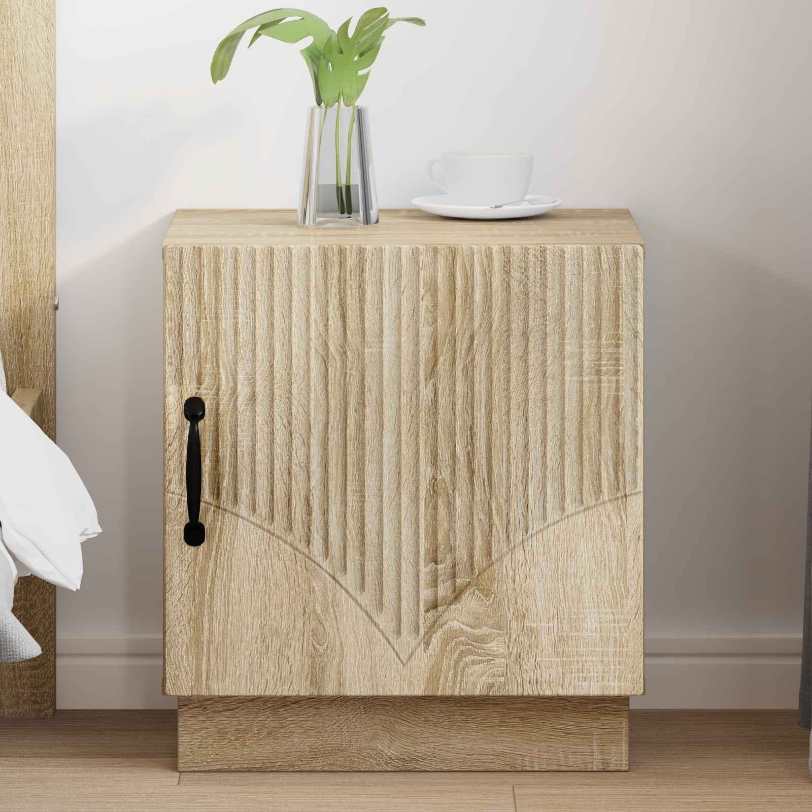 Walplus 1 Door Engineered Wood Bedside Table - Sonoma Oak - 43 x 34.5 x 47 cm