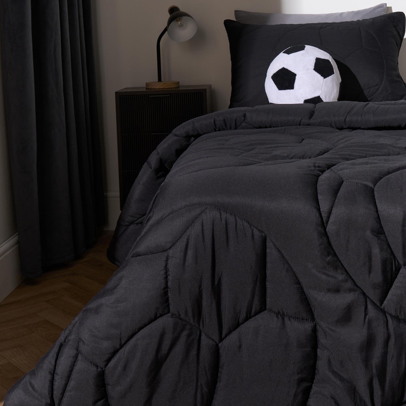 OHS Black Football Coverless 7.5 Tog Duvet Set - Single