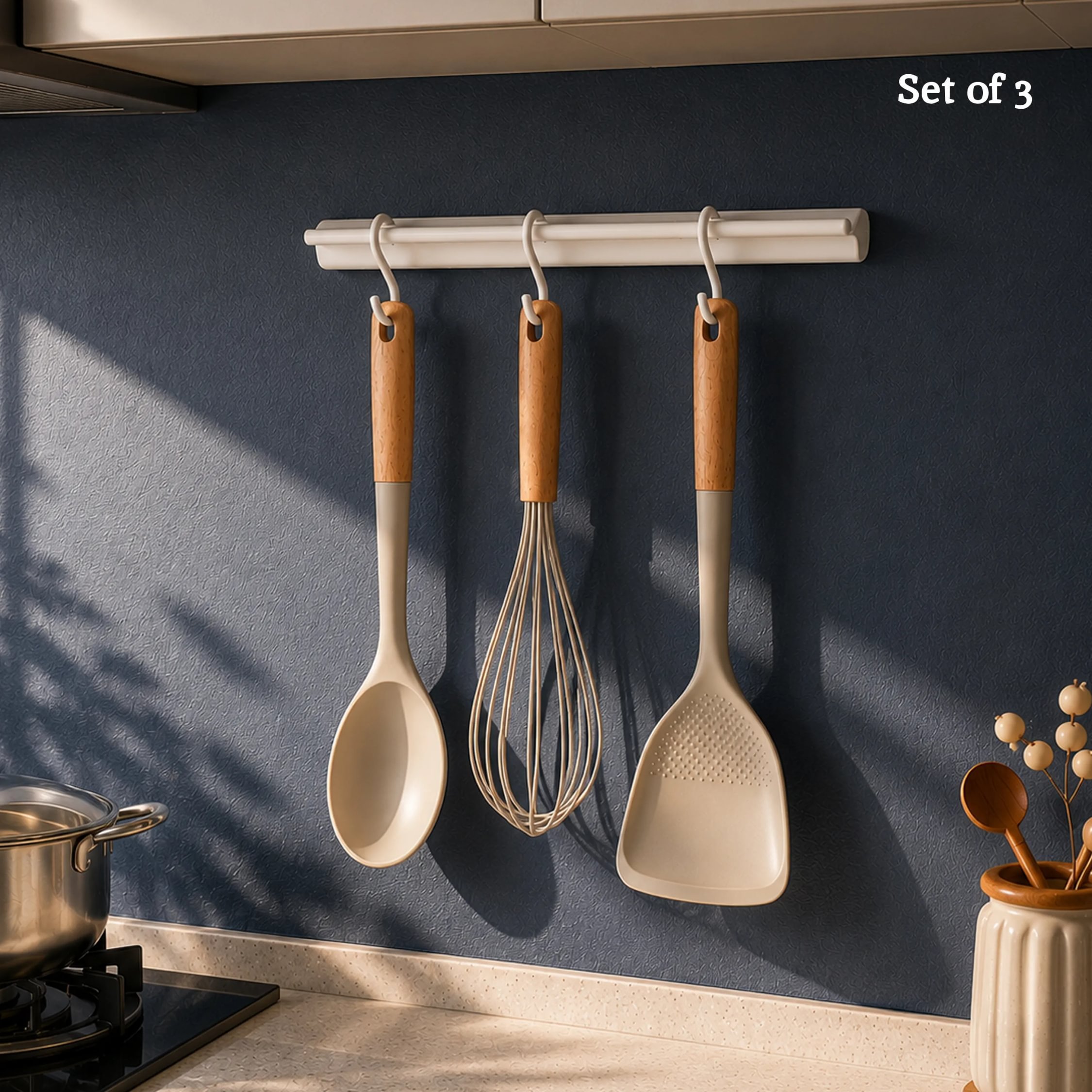 Orsina Nova 3 Piece Silicone Head Kitchen Tool Set – Stone Grey
