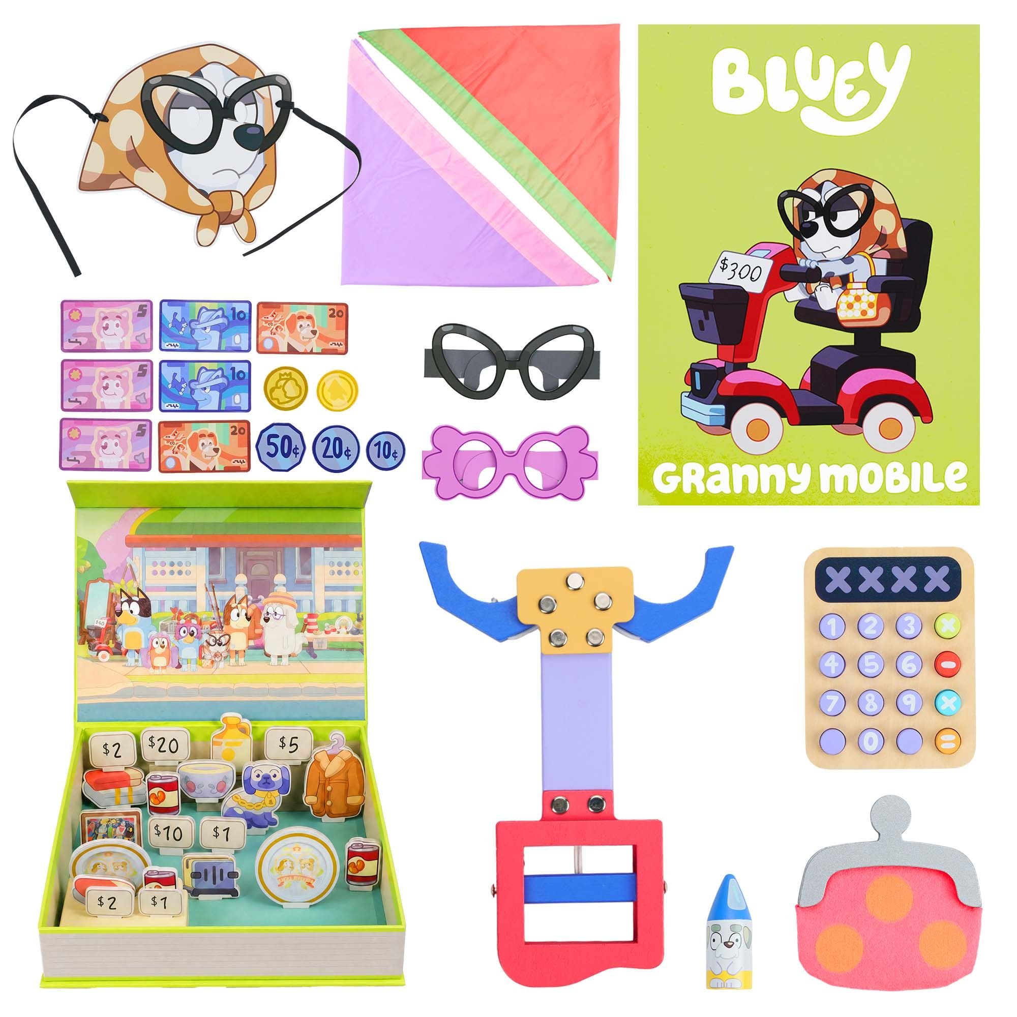 Bluey Granny Mobile Wooden Roleplay Set 37 Piece - Multicoloured