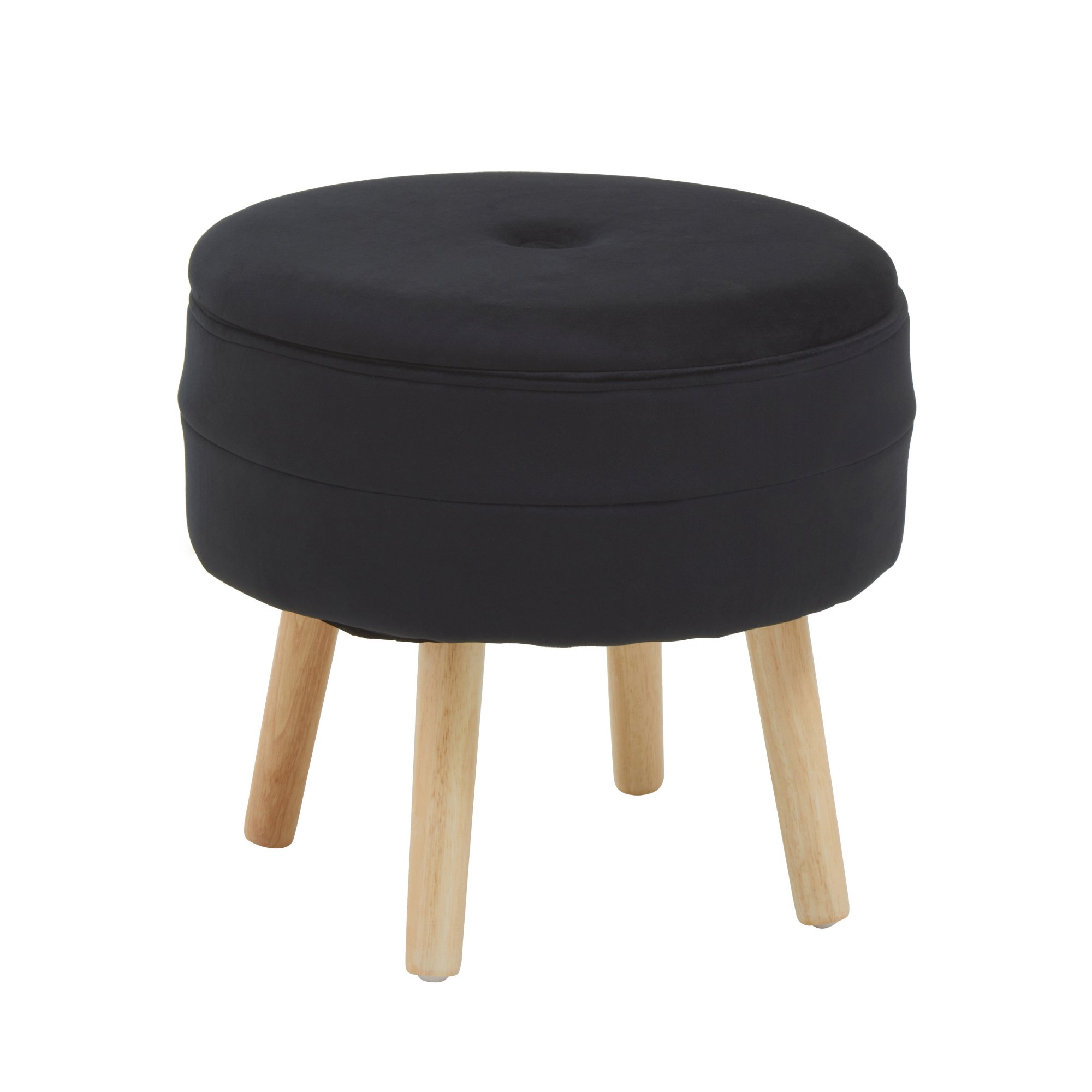 Orsina Ivy Velvet Storage Stool – Black & Natural