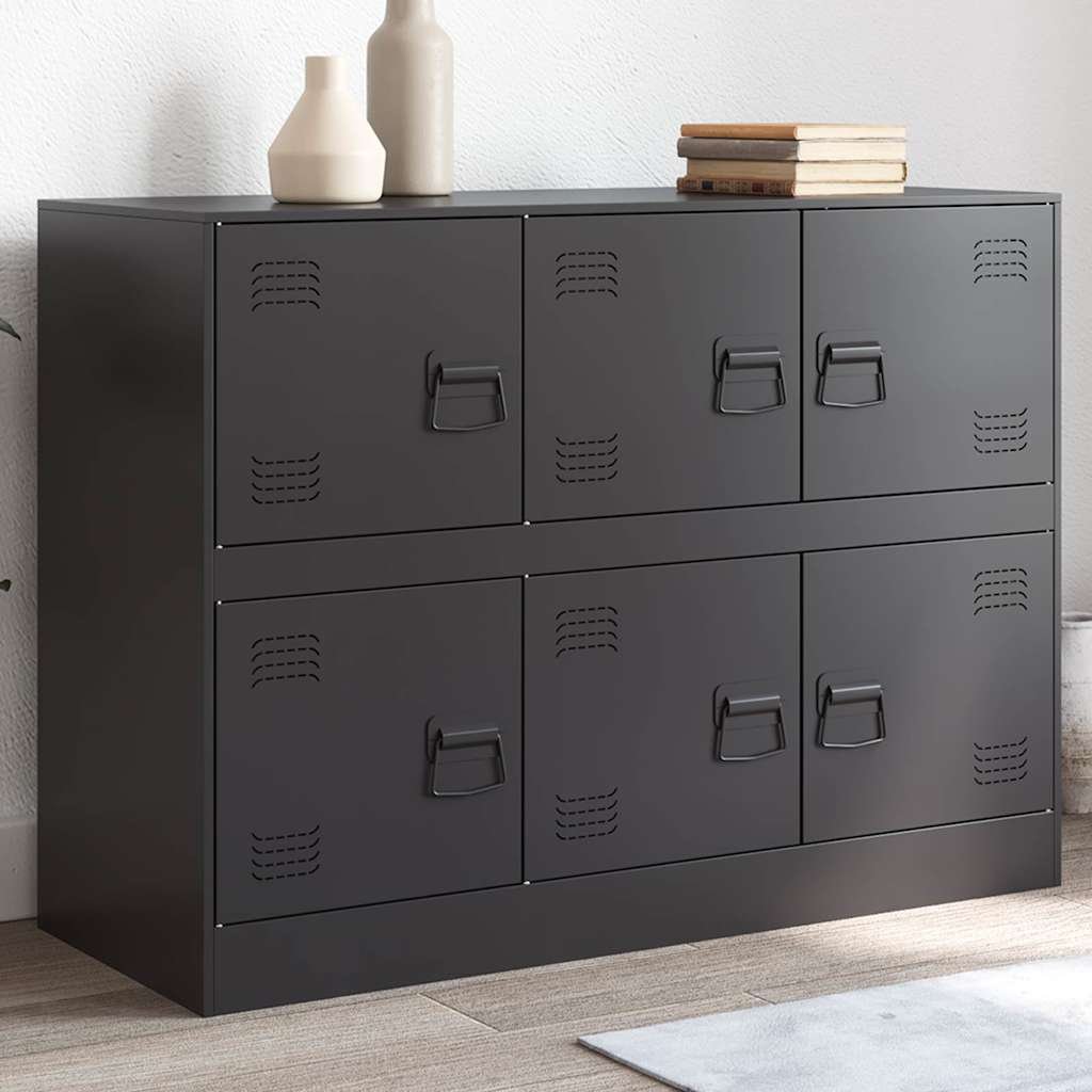 Walplus LED Steel Sideboard - Black - 99 x 39 x 73 cm