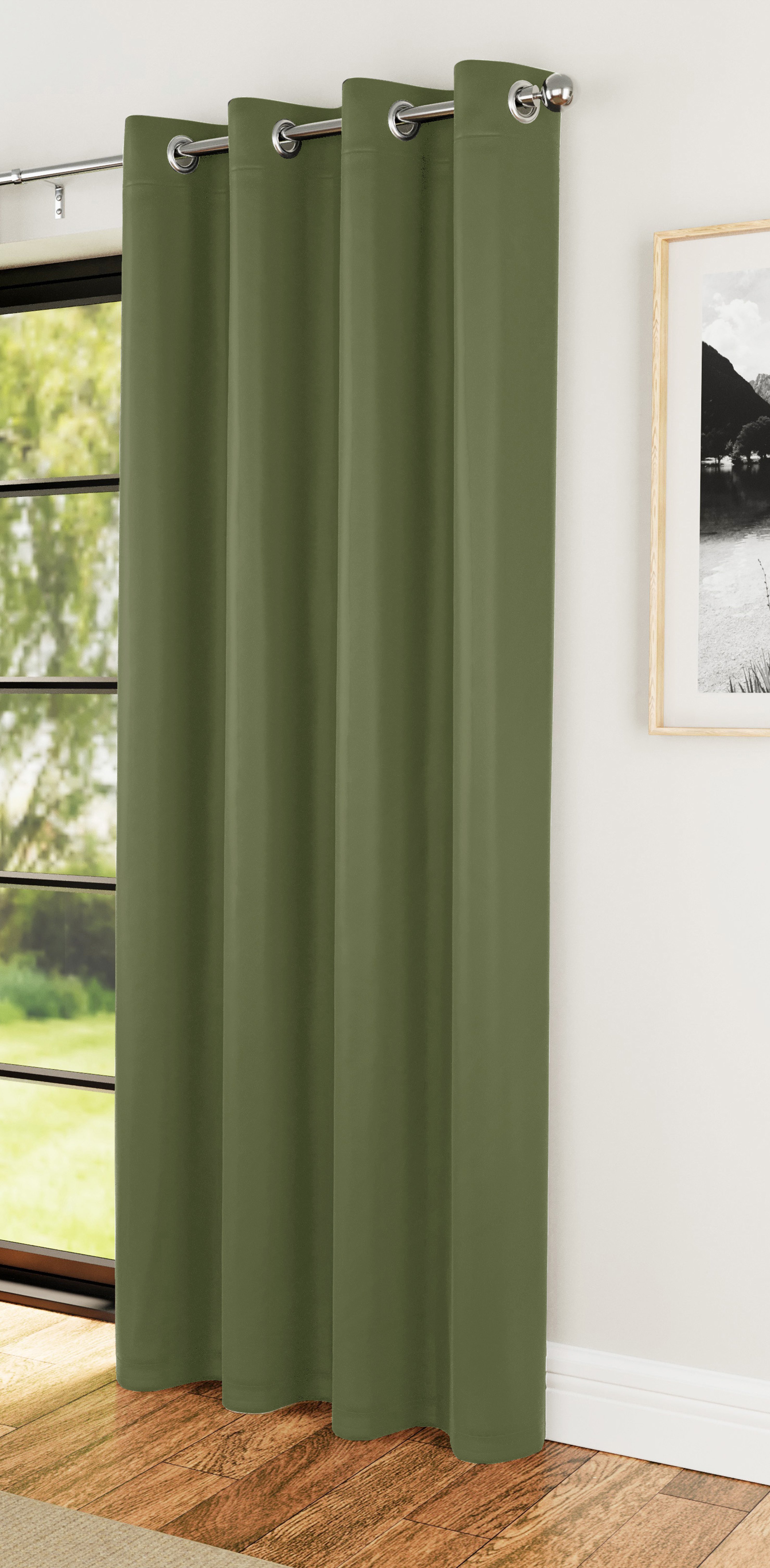 Enhanced Living Luna Plain Single Door Curtain - 168 x 214cm - Green