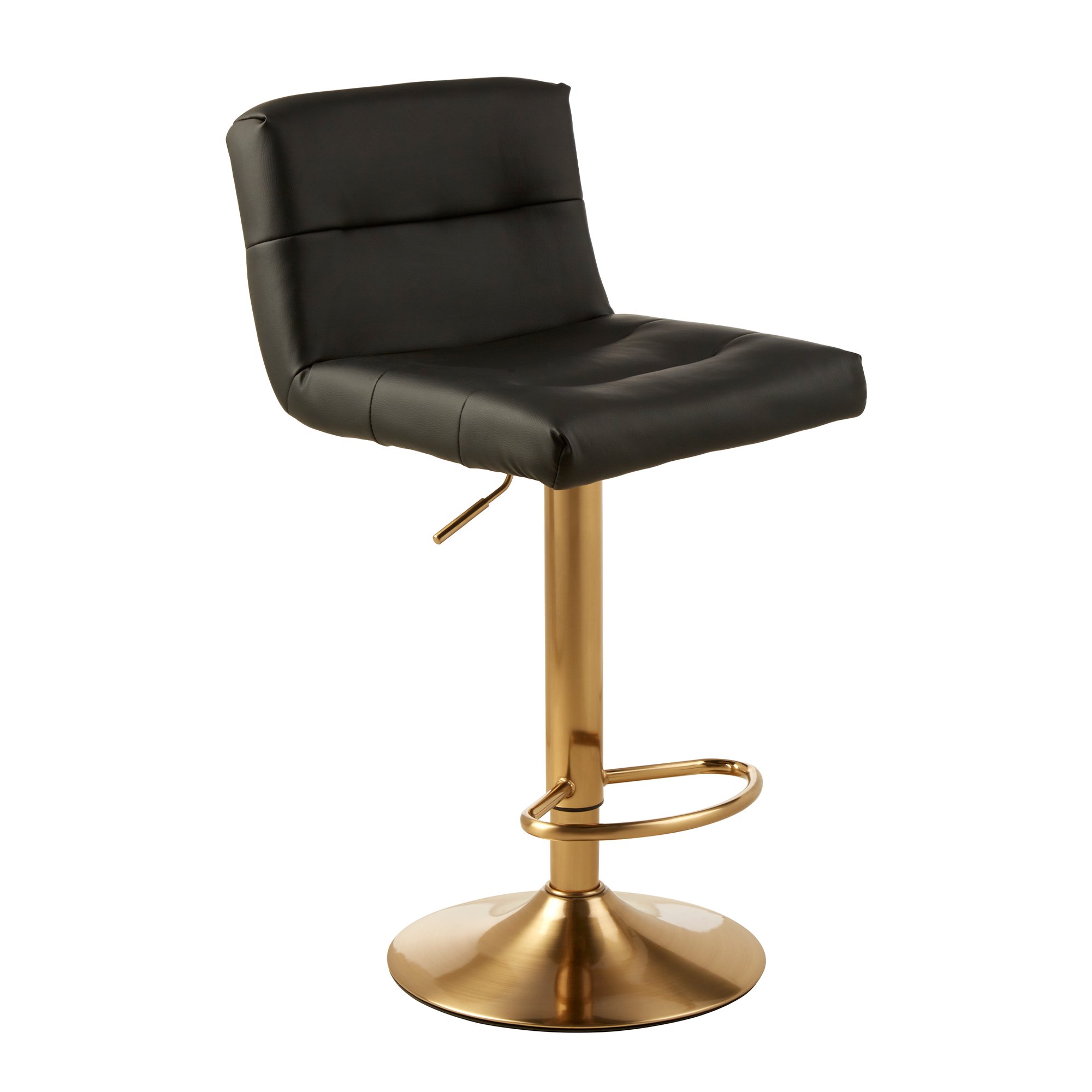 Orsina Baina Faux Leather Adjustable Bar Stool – Black & Gold