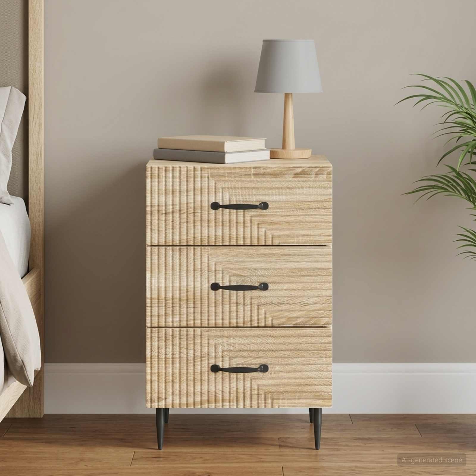 Walplus Engineered Wood Nightstand - Sonoma Oak - 43 x 41 x 66.5 cm