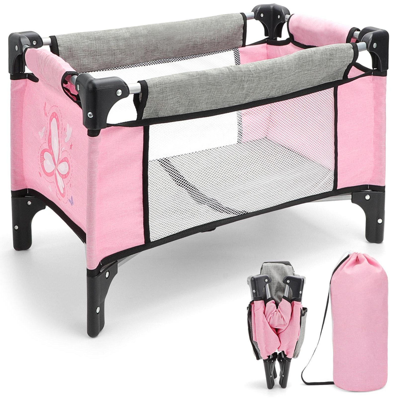 deAO Foldable Baby Doll Bed - Pink
