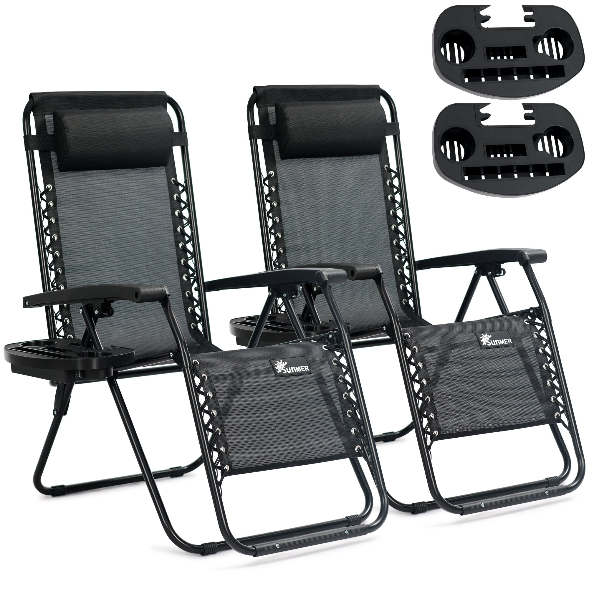 SUNMER Set of 2 Sun Lounger - Black