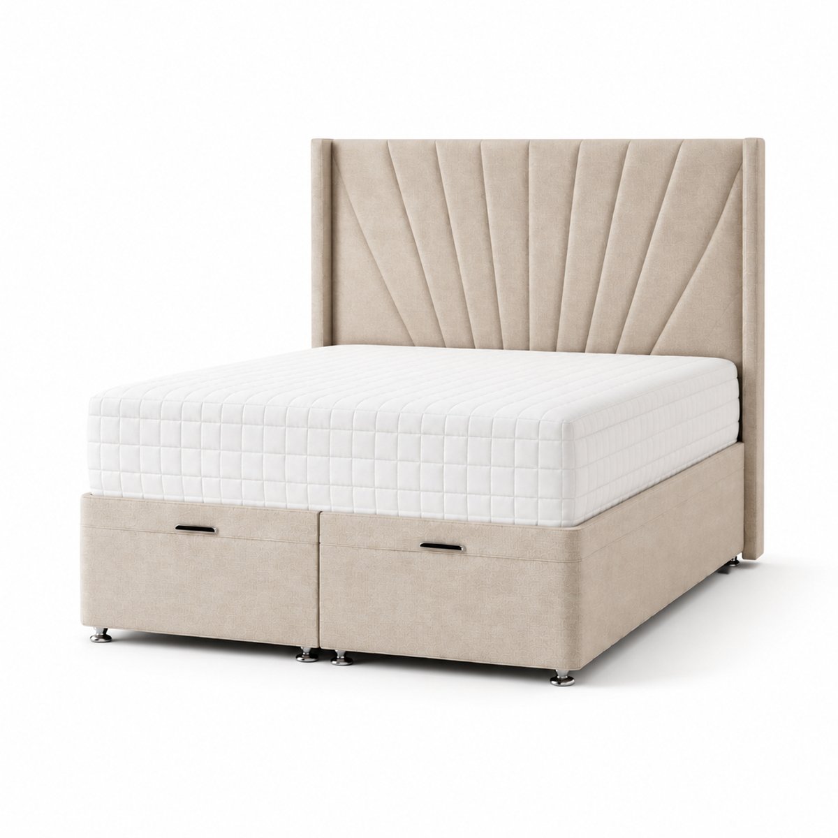 Comfy Deluxe Jasmine  6ft Super King Ottoman End Lift  Bed Set - Linen Beige