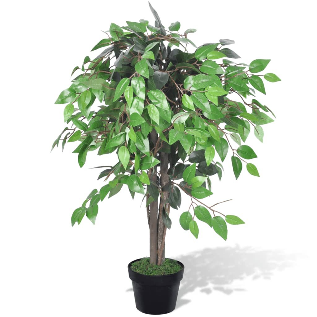 Walplus Artificial Ficus Tree with Pot - Green - 90 cm