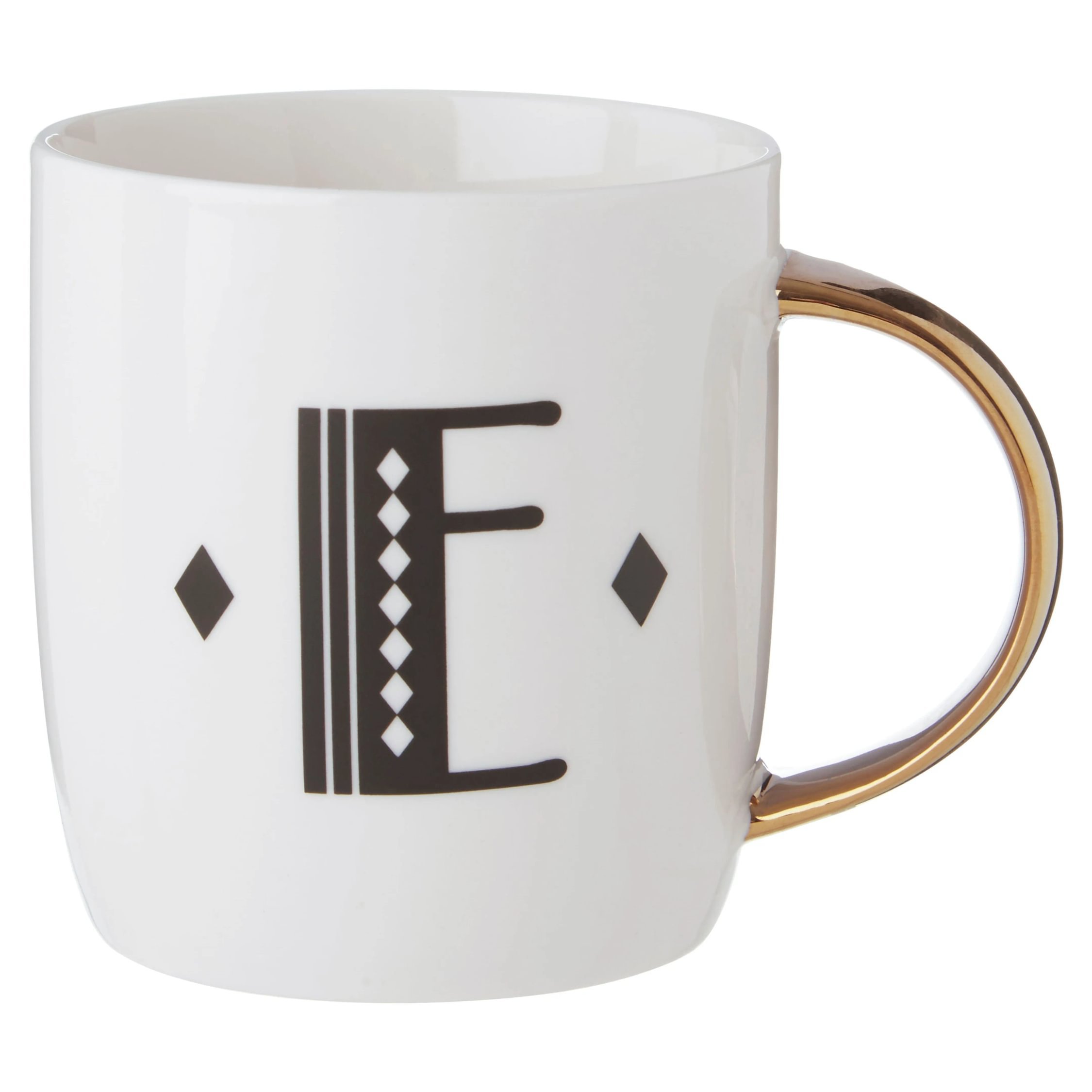 Orsina Diamond Deco E Monogram Mug – White