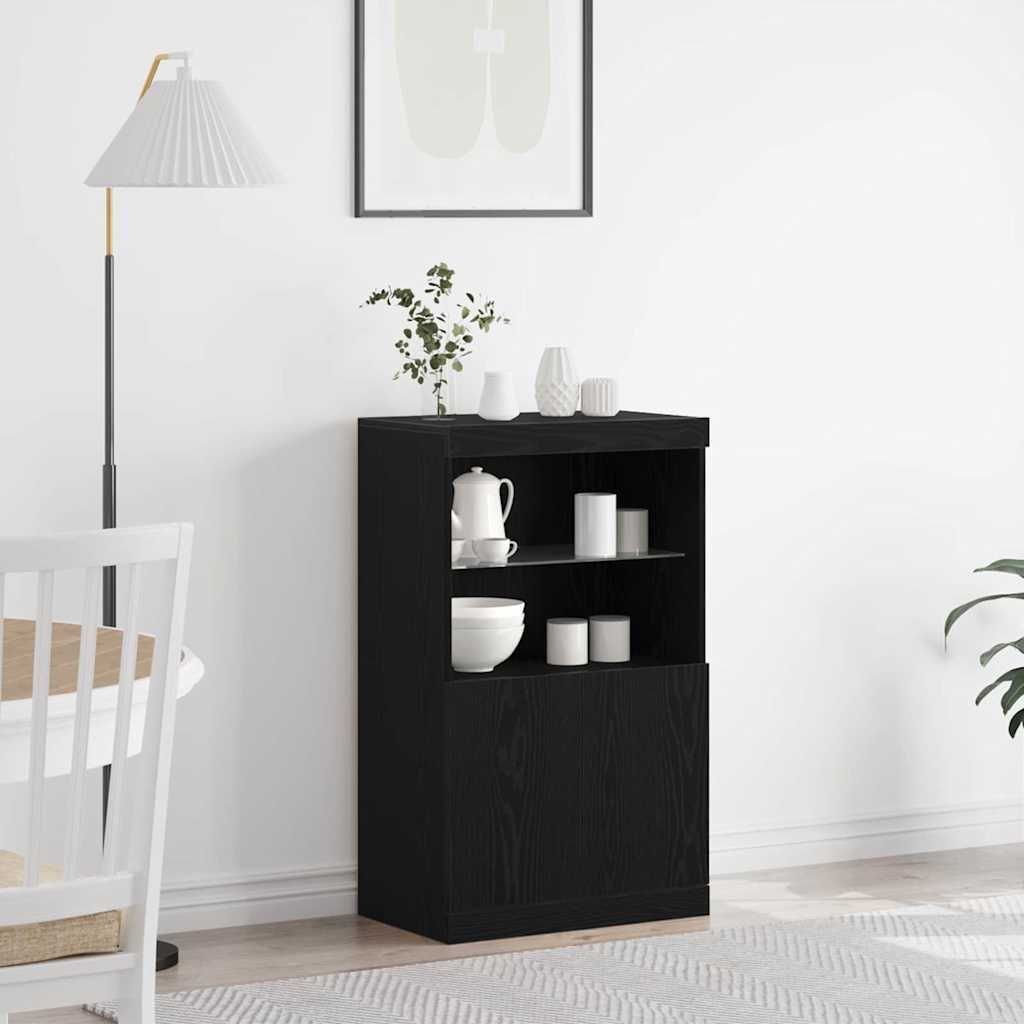Walplus LED Engineered Wood Sideboard - Black - 60 x 37 x 100 cm