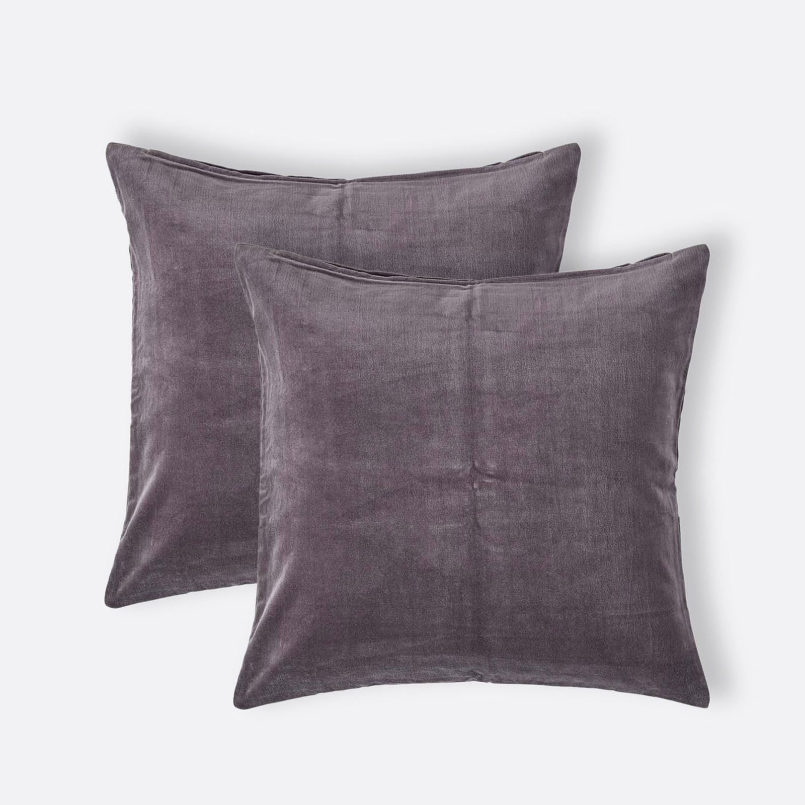 Homescapes Dark Grey Set of 2 Cotton Velvet Cushion Cover - 40 x 40 cm