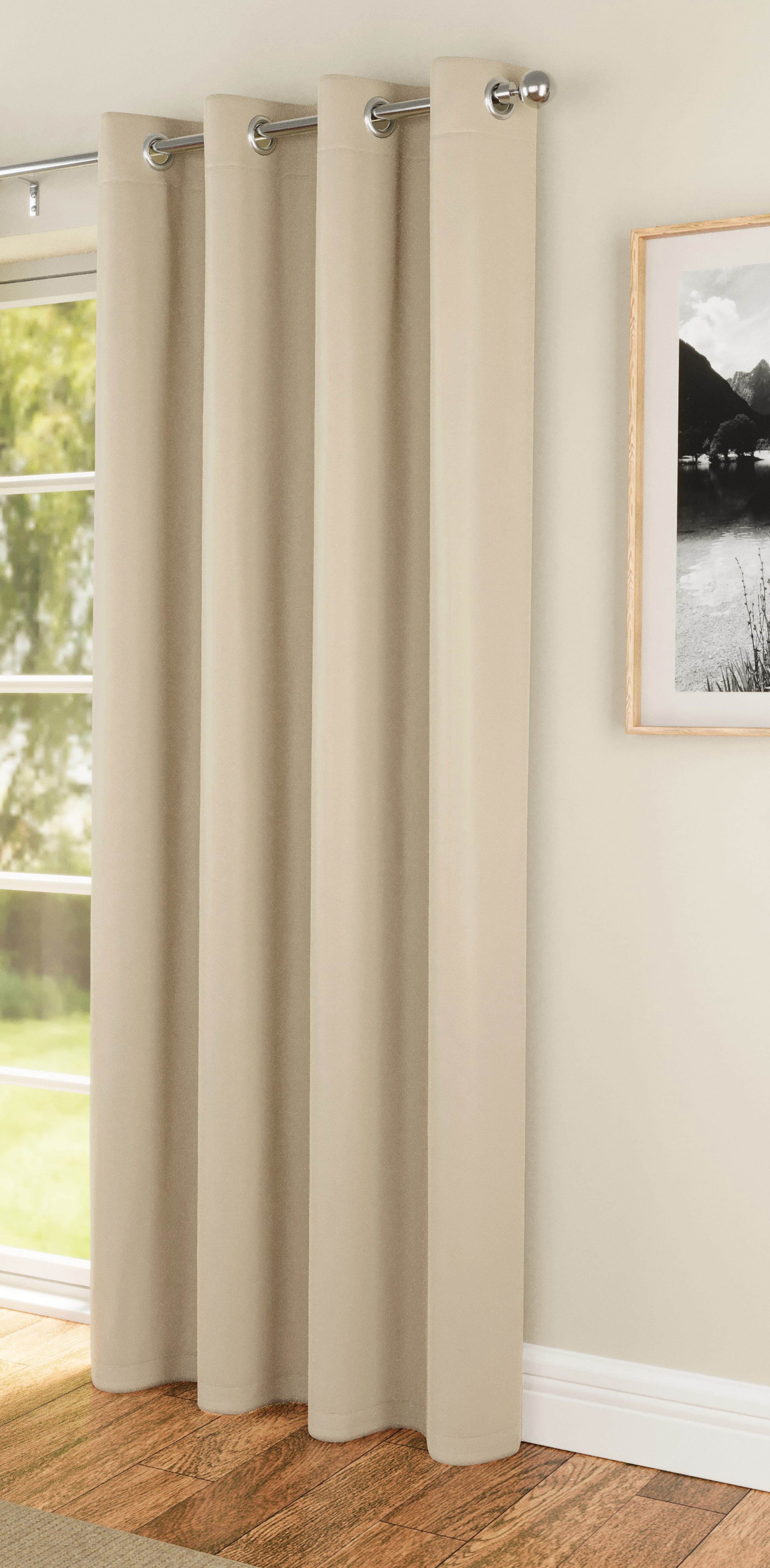 Enhanced Living Luna Plain Single Door Curtains - 168 x 214cm - Beige