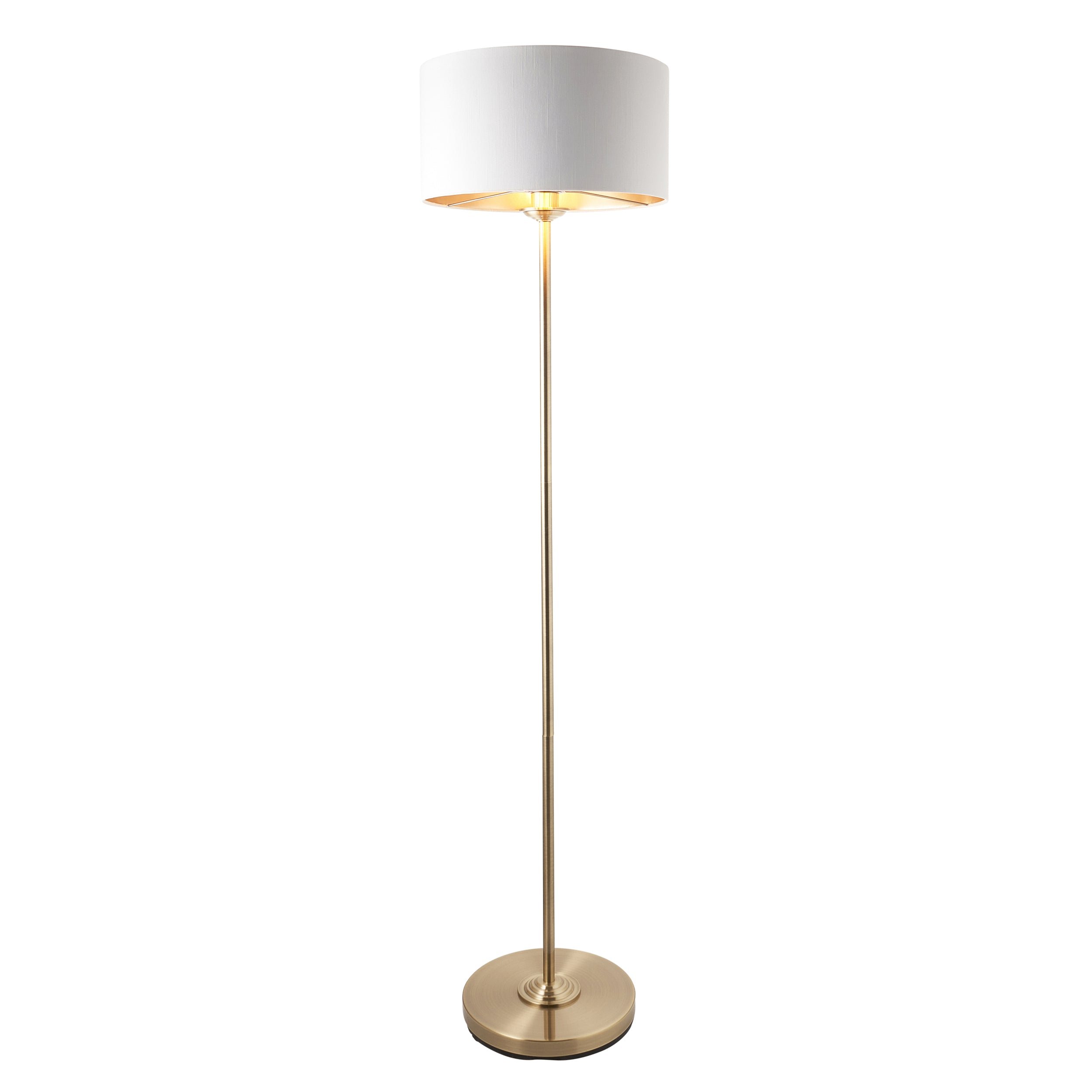 Loops Direct Steel Fabric Floor Lamp - Antique Brass