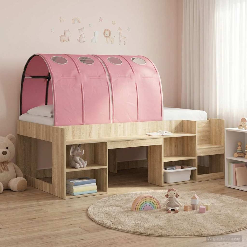 Walplus Pack of 2 Fabric Kids Bed Tunnel - Pink - 211 x 67.5 x 2 cm