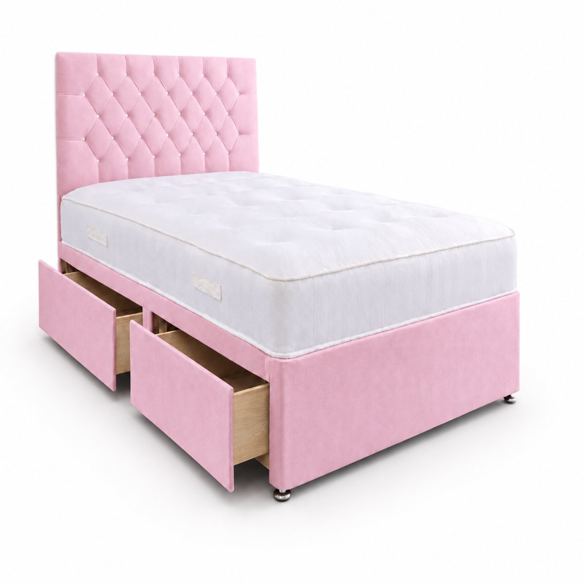 Comfy Deluxe 6ft Super King     2 Drawer Velvet  Divan Bed Set -  Pink