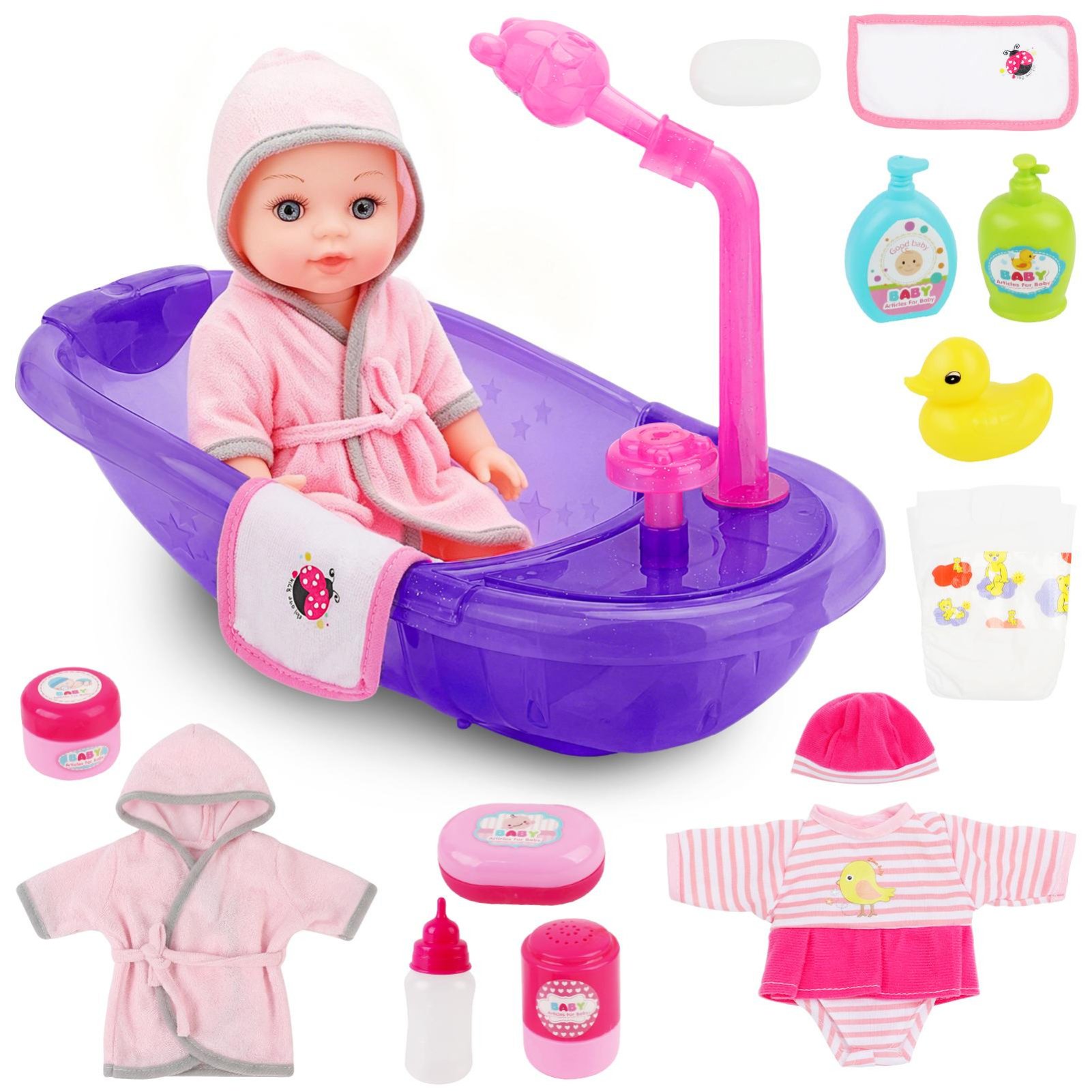 deAO Doll Set With Bathtub - Purple