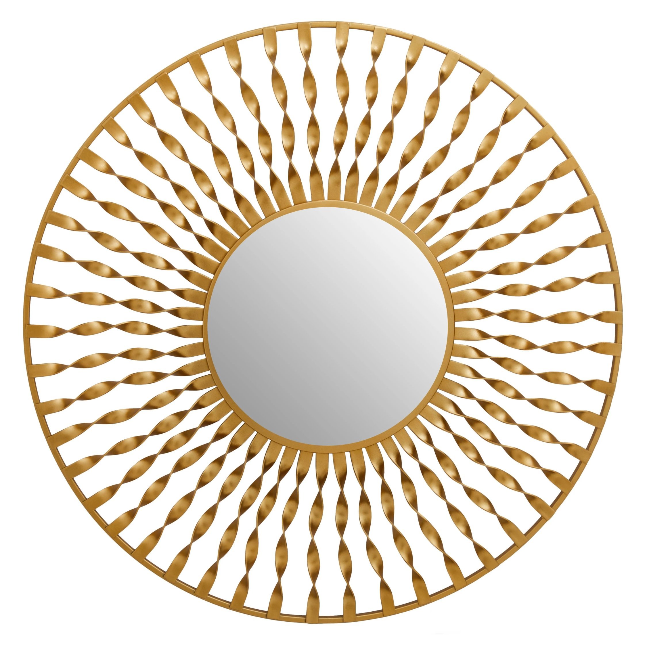 Orsina Matera Sunburst Finish Metal Frame Round Wall Mirror – Gold