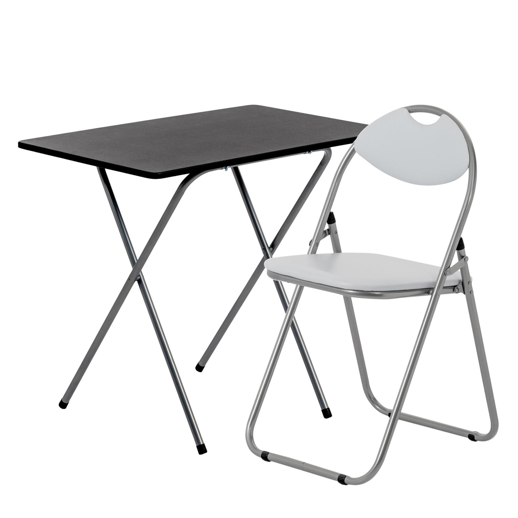 Harbour Housewares Silver Wooden Folding Desk & Chair Set - White