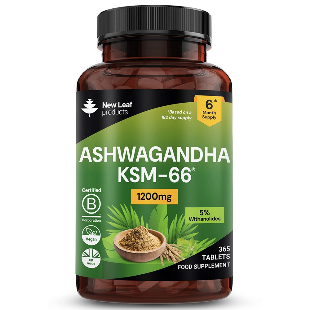 New Leaf Ashwagandha KSM-66 Root Extract 1200mg - 365 Tablets