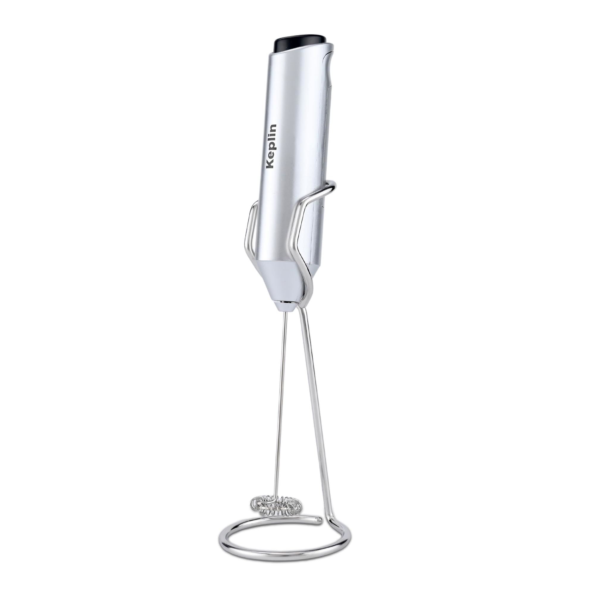 Keplin Cook Handheld Battery Milk Frother With Stand - Silver
