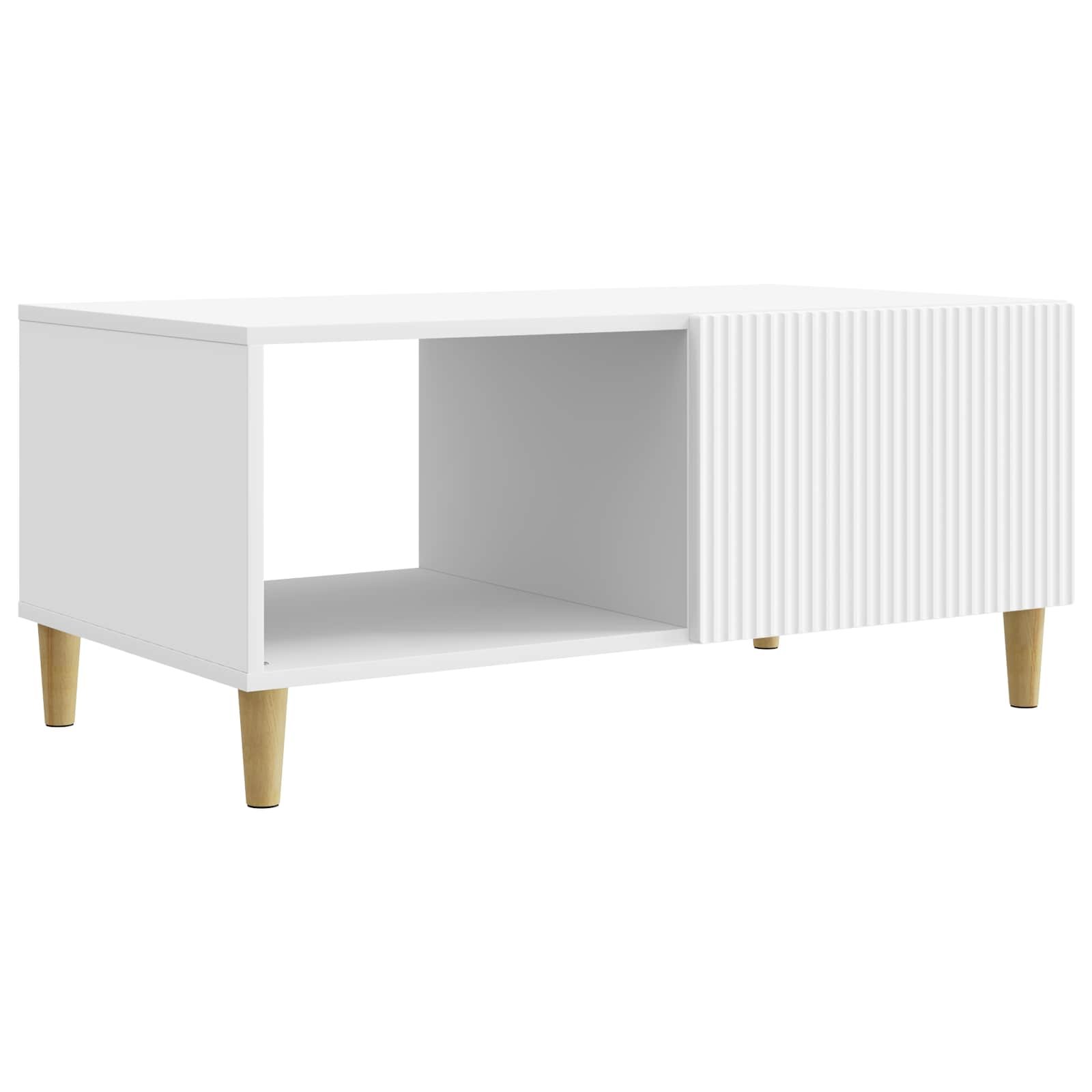 Walplus 2 Shelf Modern Design Coffee Table - White - 90 x 50 x 40 cm