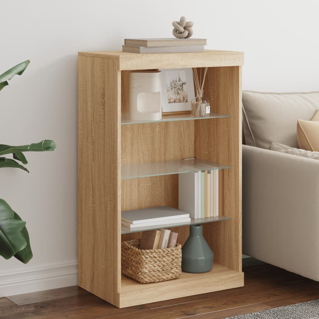 Walplus LED Engineered Wood Buffet Sideboard - Sonoma Oak - 60.5 x 37 x 100 cm