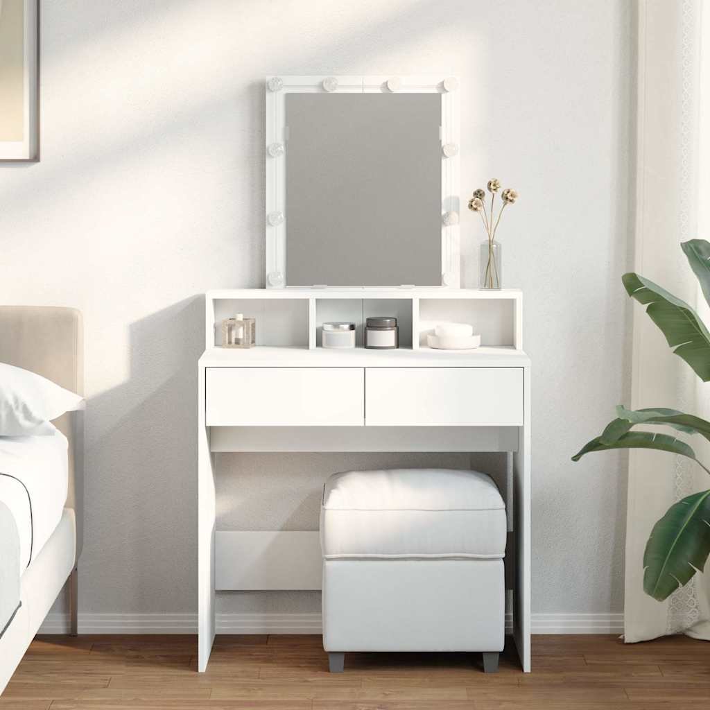 Walplus LED Glass Dressing Table - White - 80 x 41 x 144.5 cm