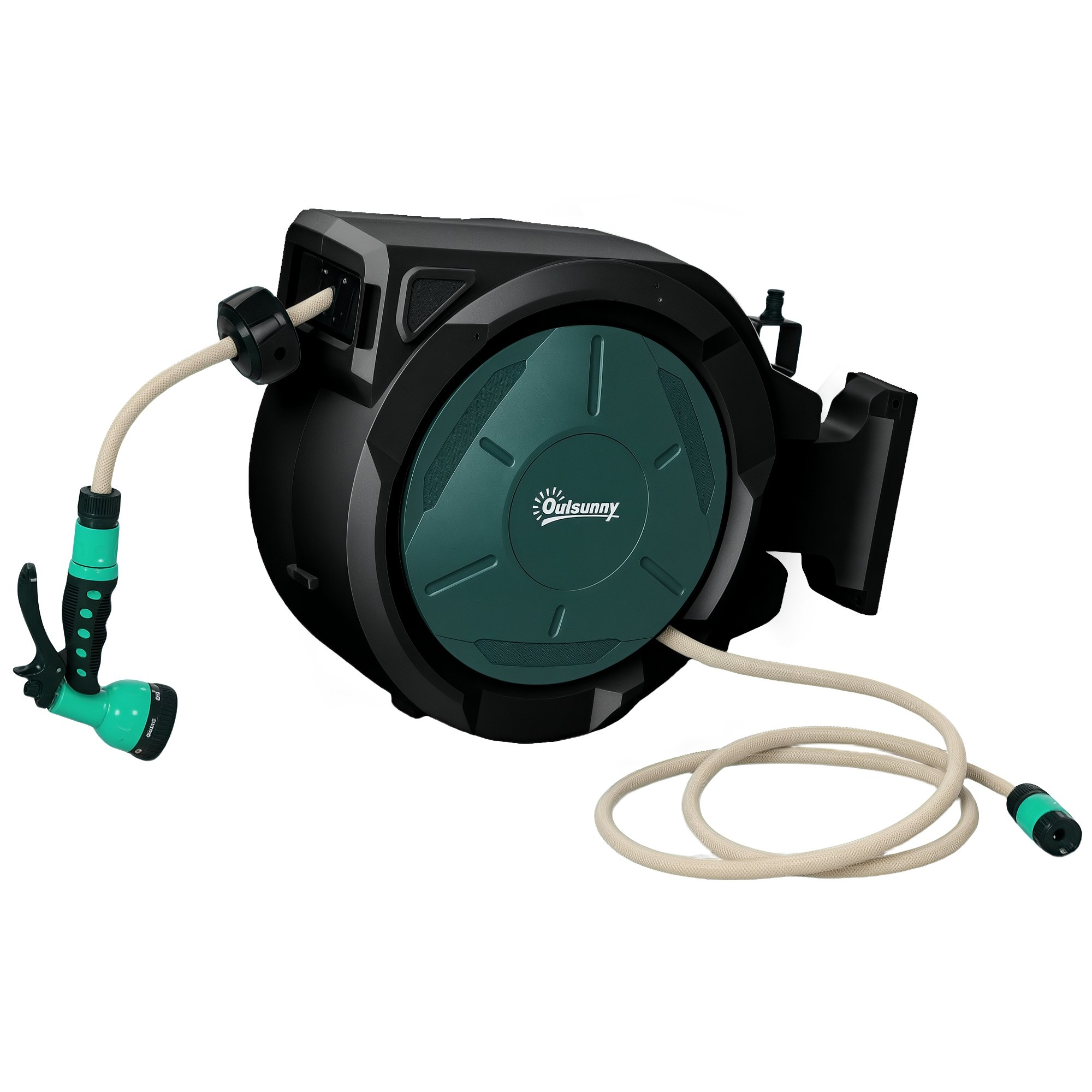 Outsunny Wall Mounted Auto Rewind Retractable Hose Reel – Black