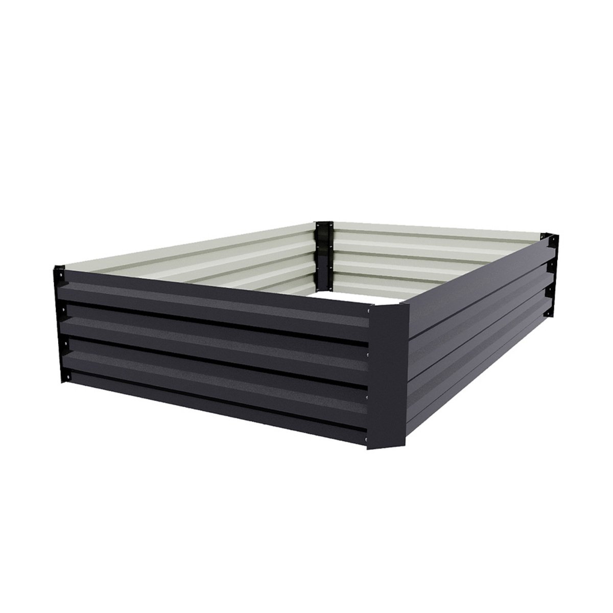 Living and Home 120x90cm Galvanised Steel Raised Garden Bed - Charcoal Black
