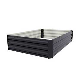 Living and Home 120x90cm Galvanised Steel Raised Garden Bed - Charcoal Black