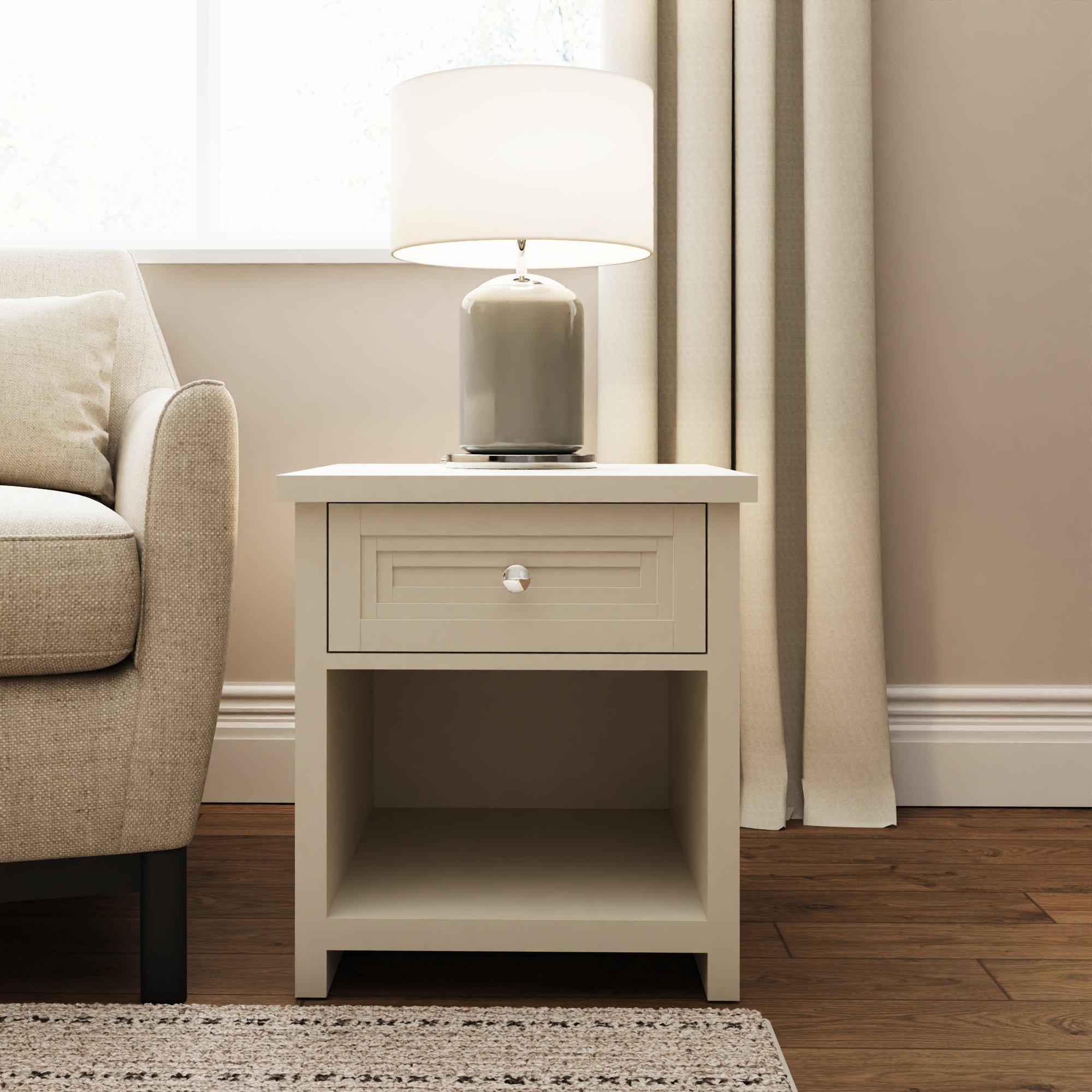 GFW Oakley 1 Drawer Side Table - Stone